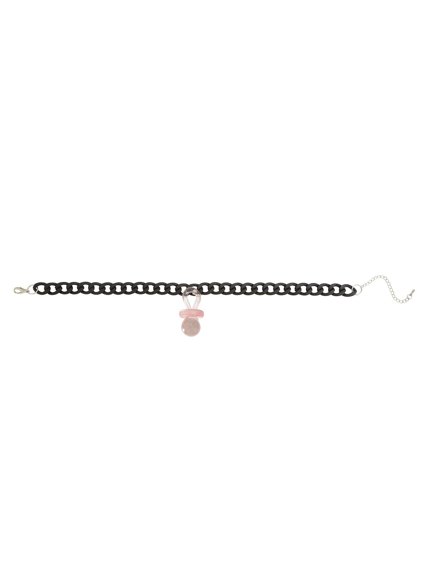 Blackheart Plastic Pacifier Chain Choker Black, , alternate