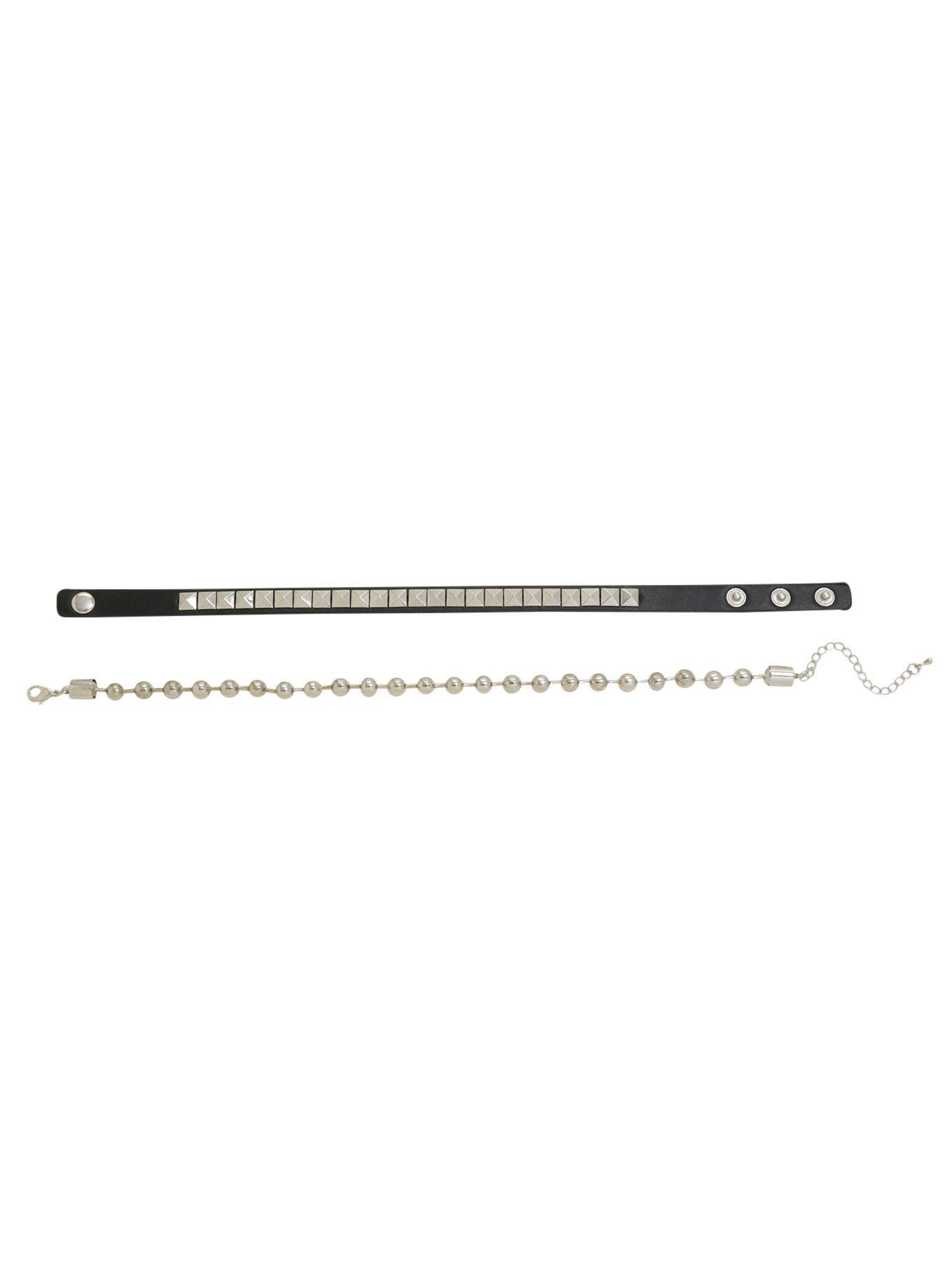 Blackheart Pleather Shot Bead Choker Set, , alternate