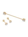 Gold CZ Opal Industrial Barbell 3 Pack, , alternate