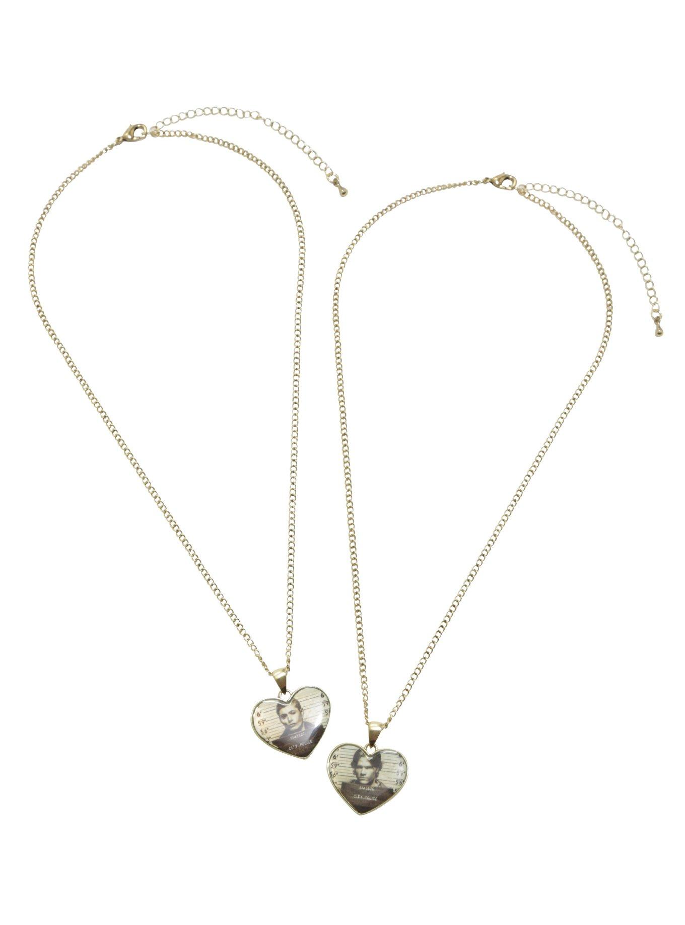 Supernatural Sam & Dean Mugshot Hearts Necklace Set, , alternate