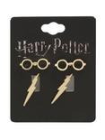 Harry Potter Glasses Lightning Bolt Front/Back Stud Earrings, , alternate