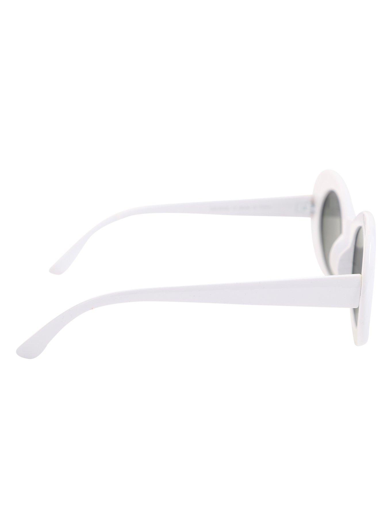 White Oval Retro Sunglasses, , alternate