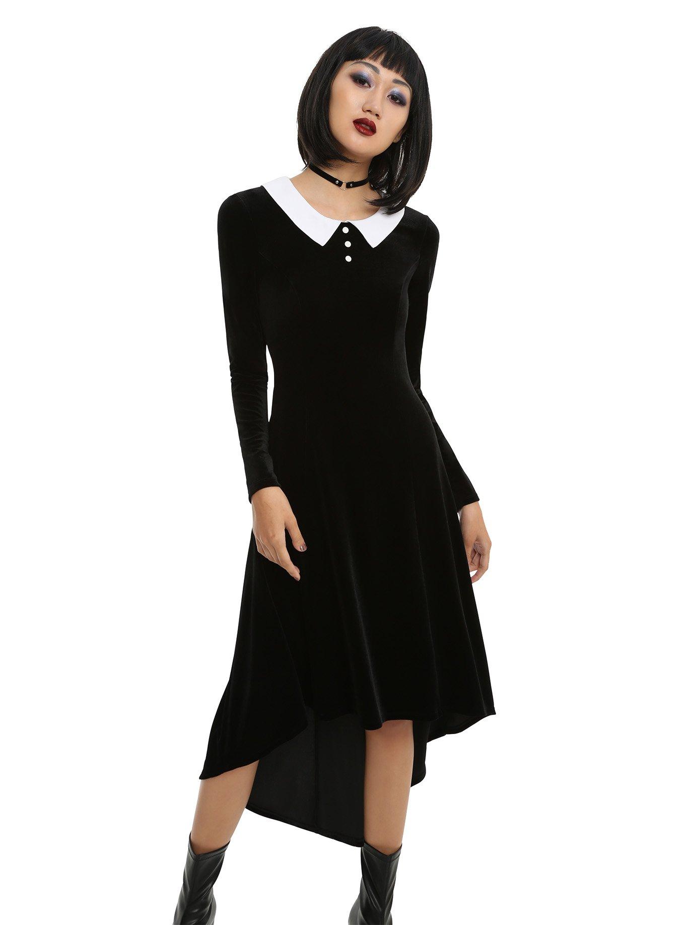 Black Collar Hi-Low Dress, , alternate