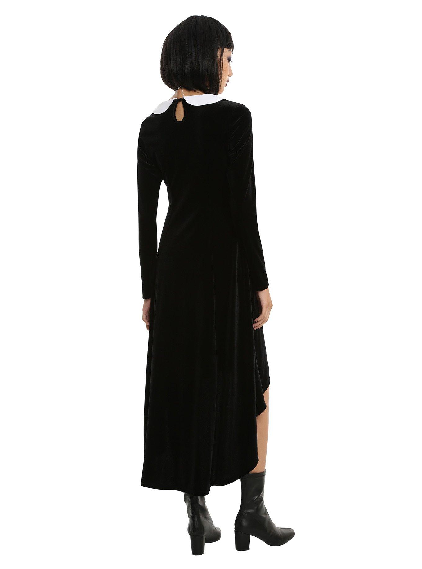Black Collar Hi-Low Dress, , alternate