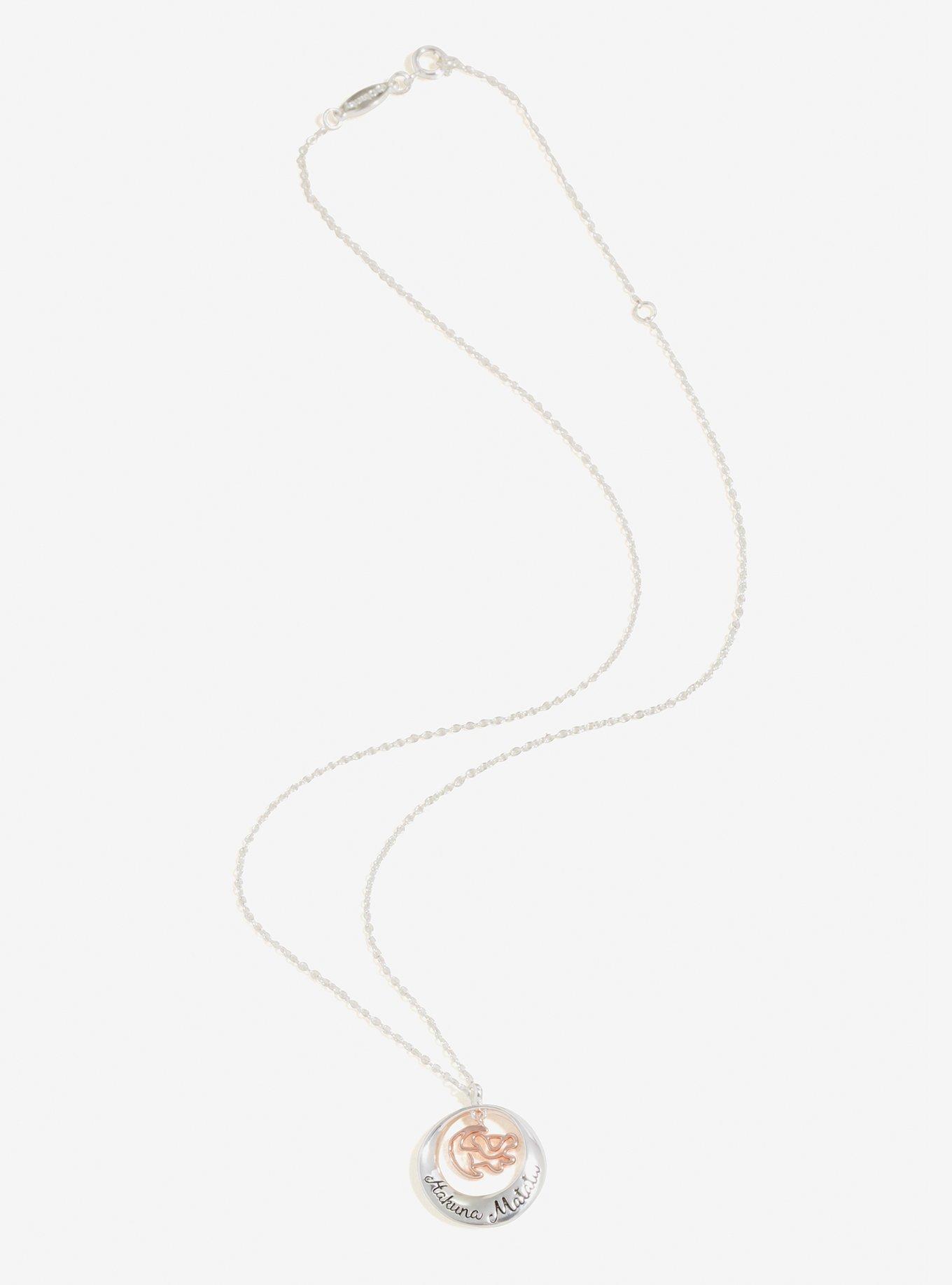 Disney The Lion King Hakuna Matata Silver Circle Necklace, , alternate