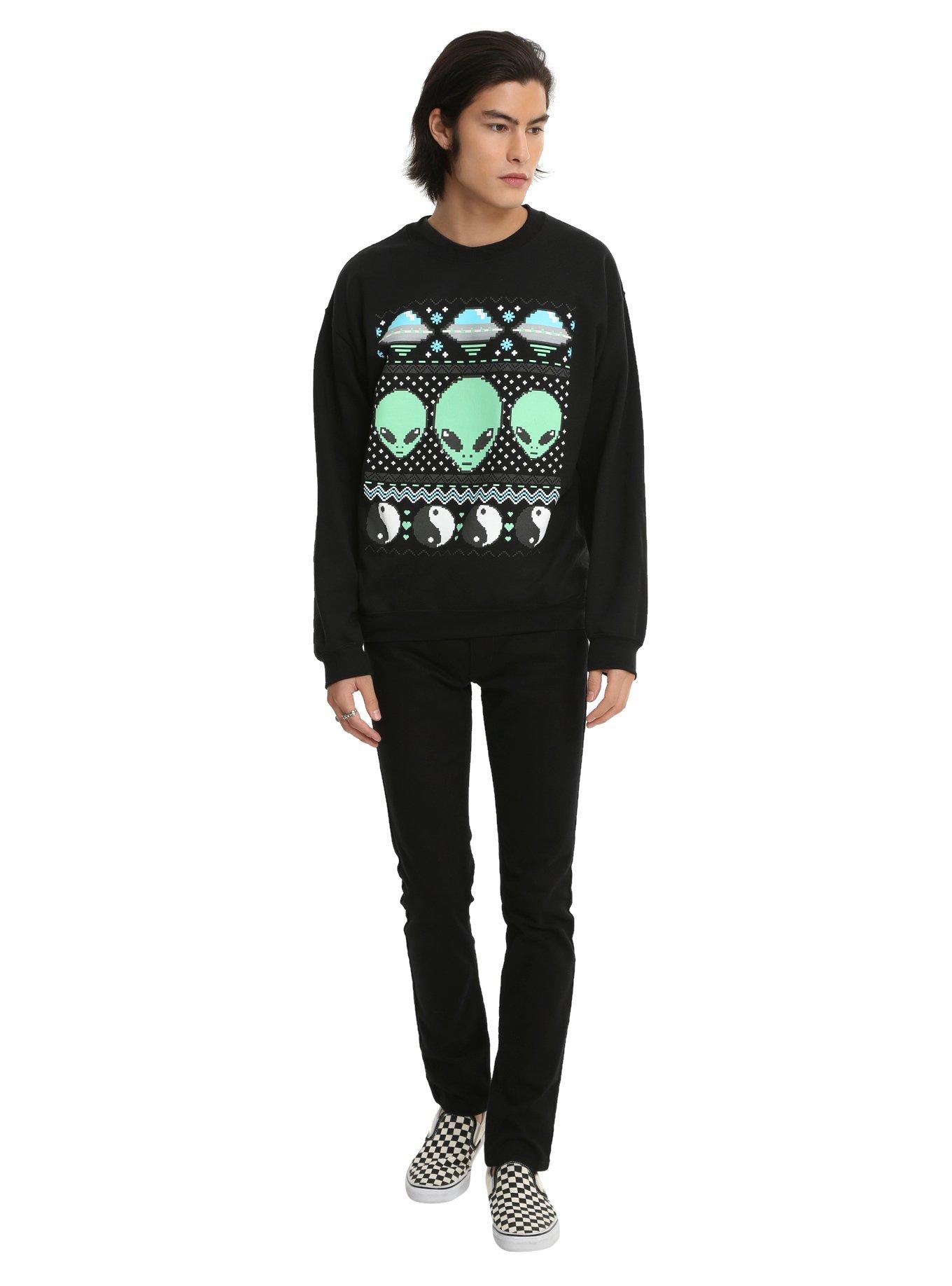 Alien & Yin-Yang Fair Isle Sweatshirt, , alternate