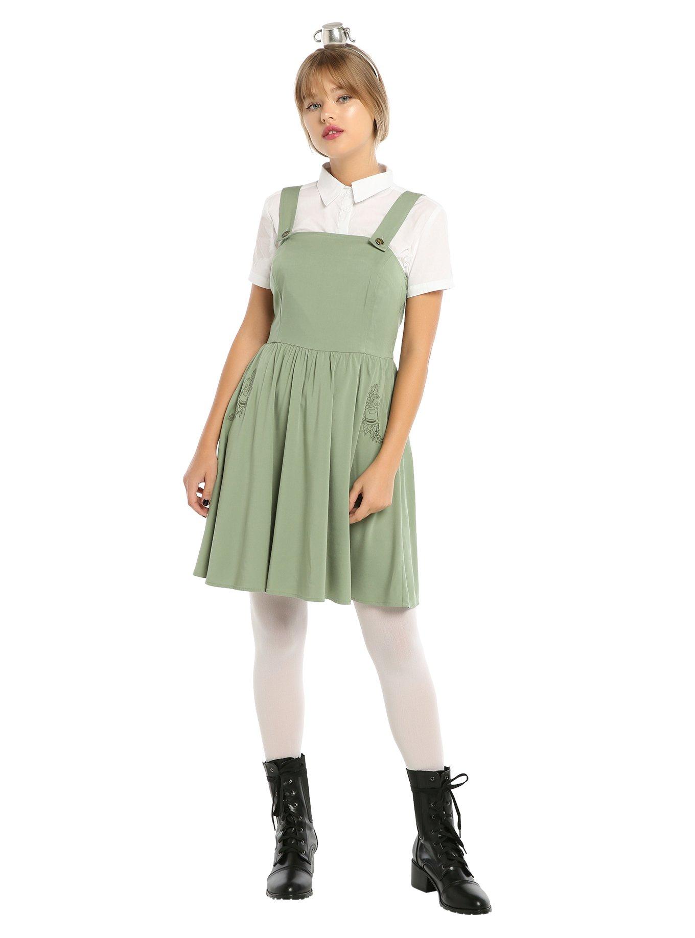 HOT TOPIC Over The Garden Wall Greg Dress Plus Size shirt and skirt overall  set