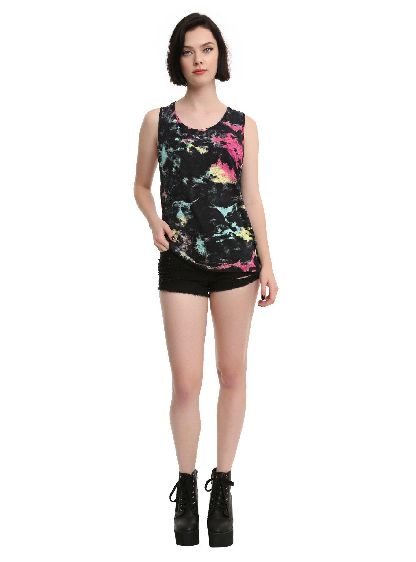 Pastel Tie Dye Girls Tank Top, , alternate