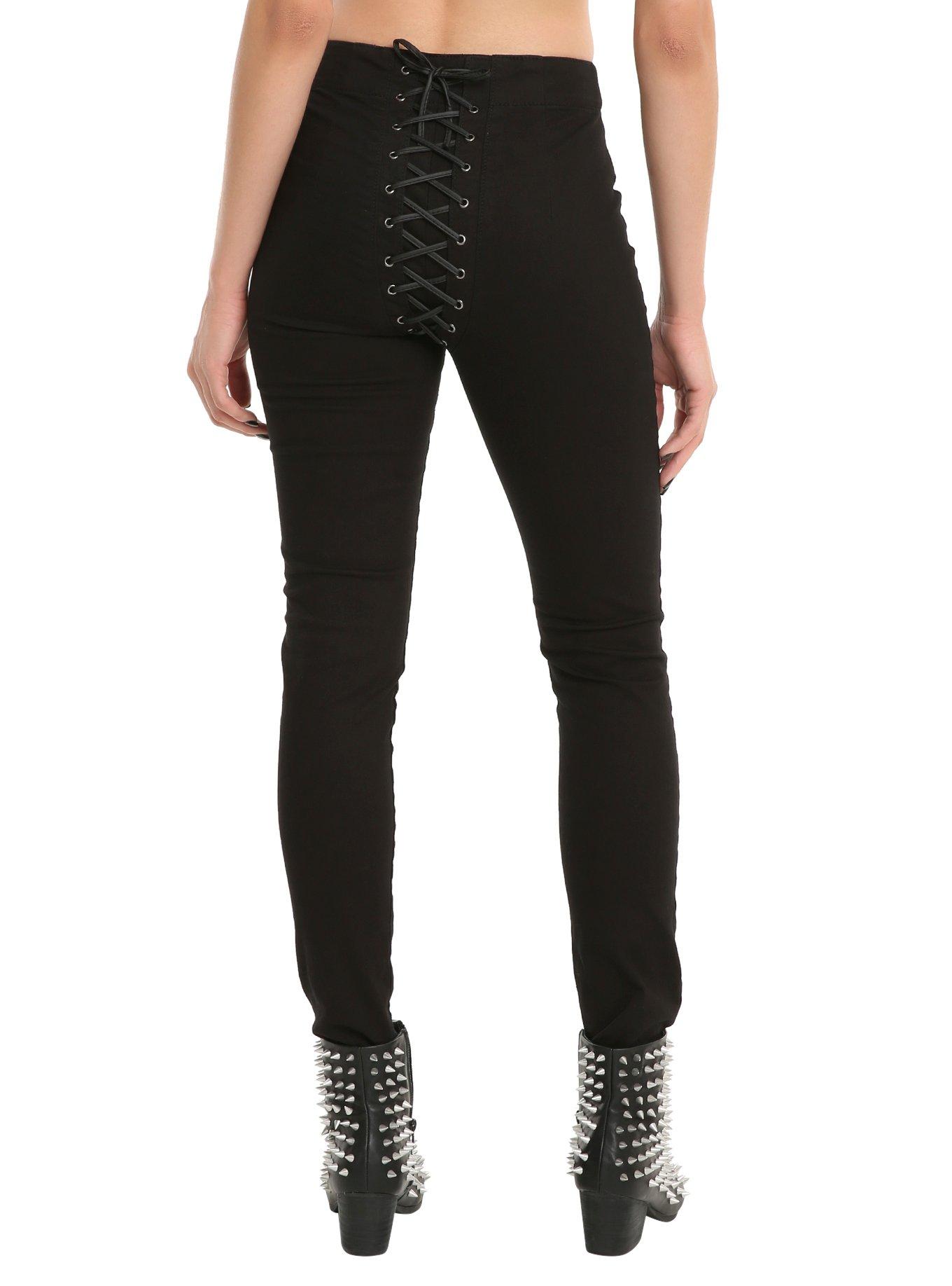 Tripp Cord Lace-Up Skinny Black Pants, , alternate