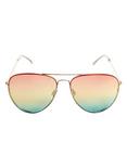 Ombre Coral & Blue Lens Aviator Sunglasses, , alternate