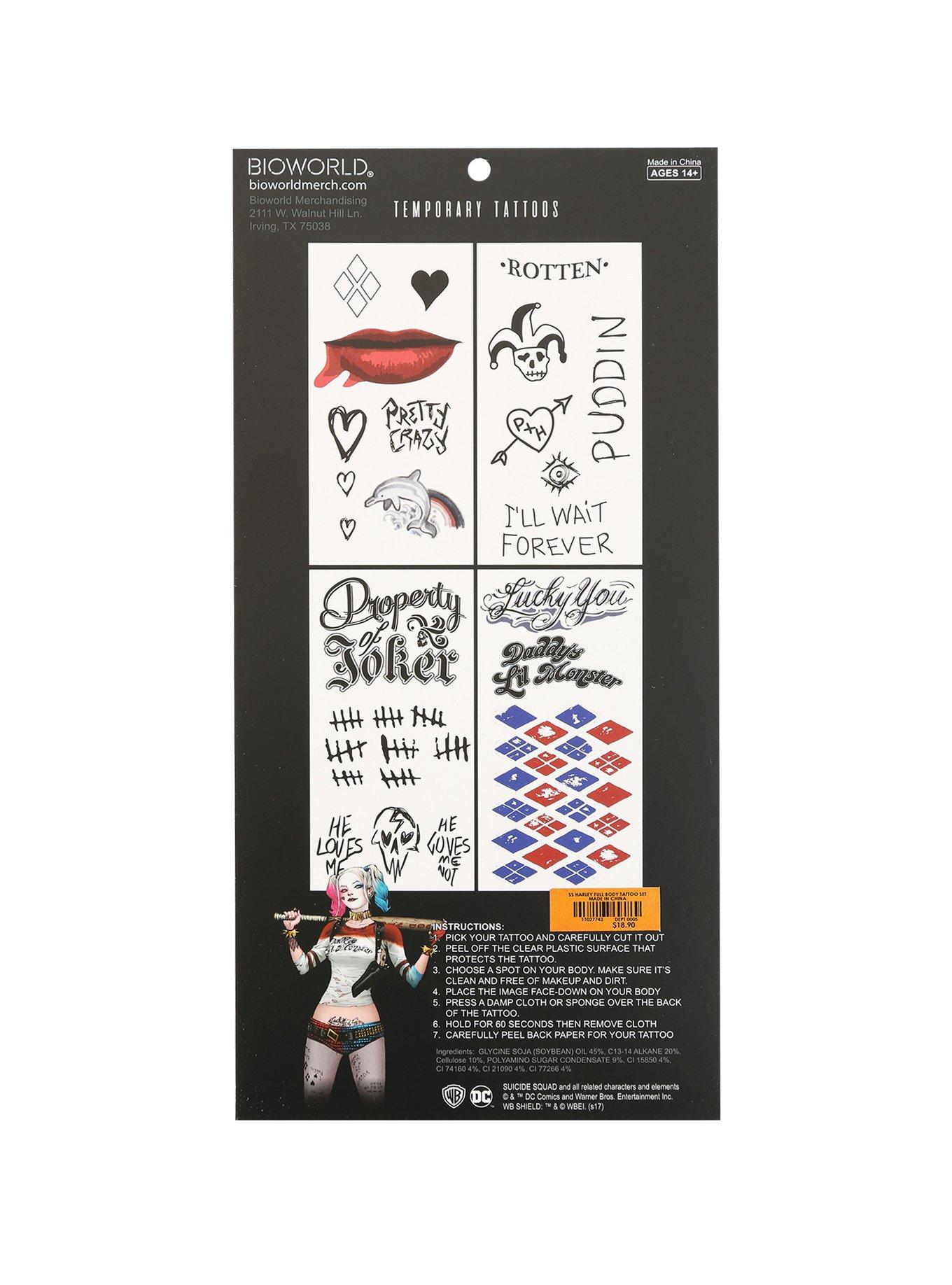 DC Comics Suicide Squad Harley Quinn Temporary Tattoo Pack | Hot Topic