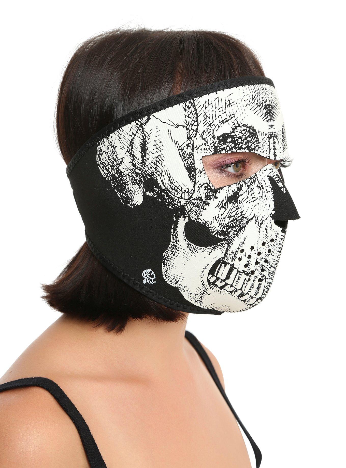 Skull Glow-In-The-Dark Neoprene Face Mask, , alternate