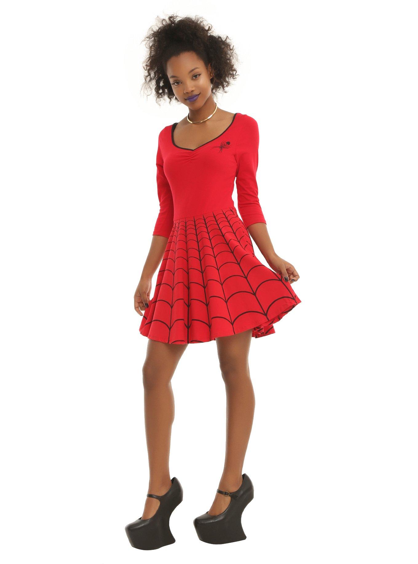 Kreepsville 666 Red Spiderweb Skater Dress, , alternate