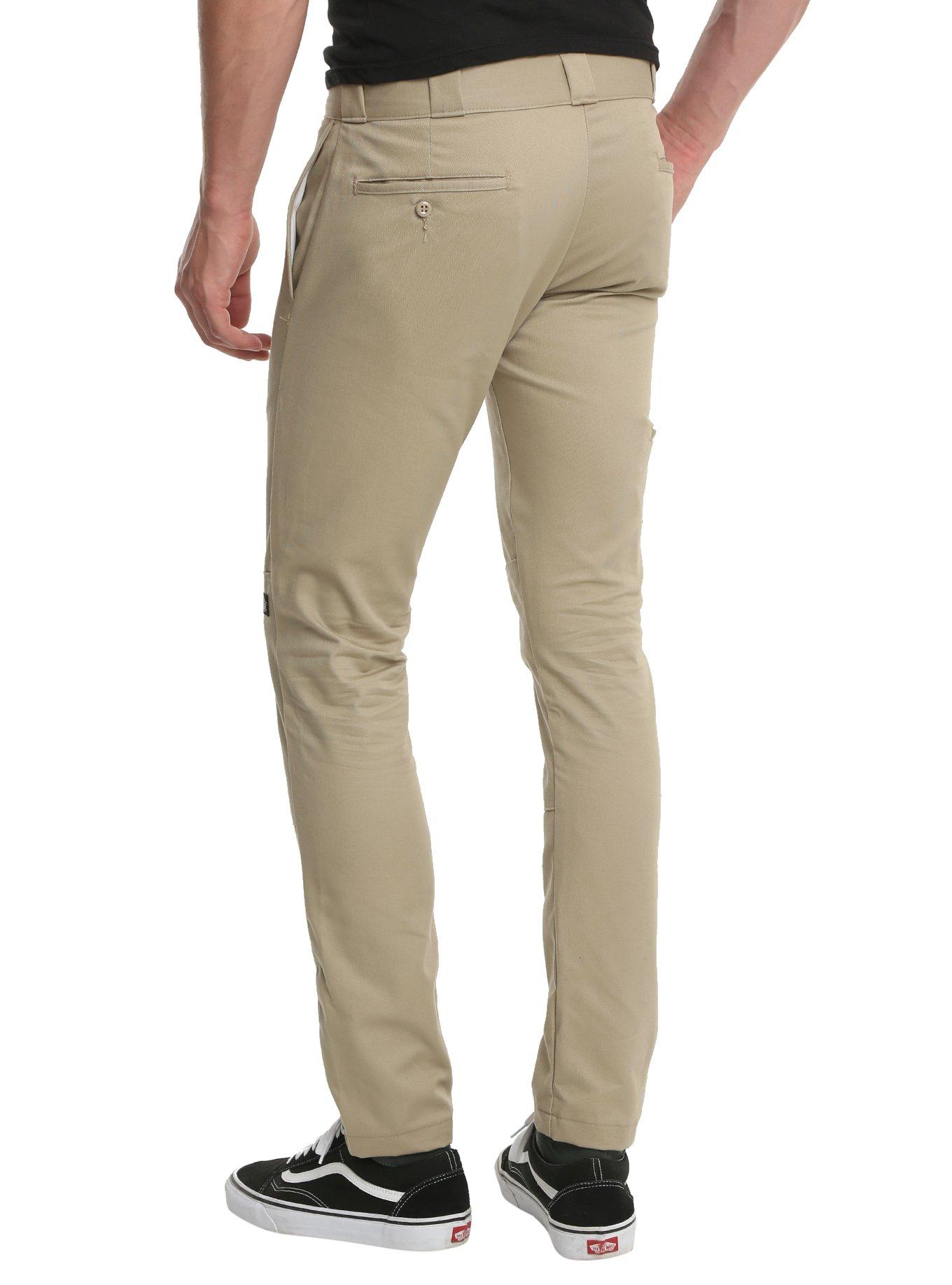 Dickies Khaki Straight Leg Skinny Pants, , alternate