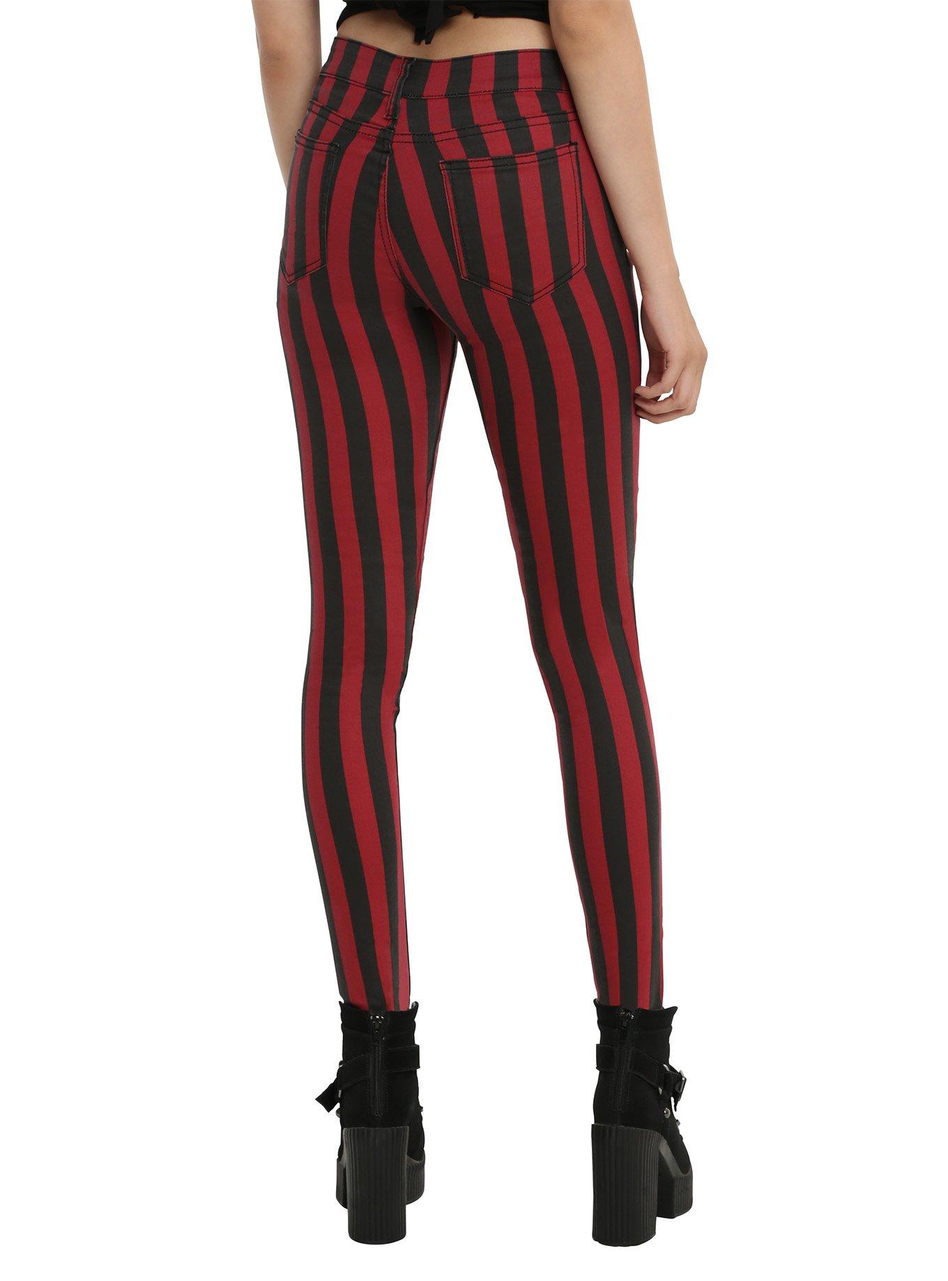 Blackheart Black & Red Stripe Zipper Stingerette Jeans, , alternate