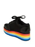 Black Retro Rainbow Platform Sneakers, , alternate