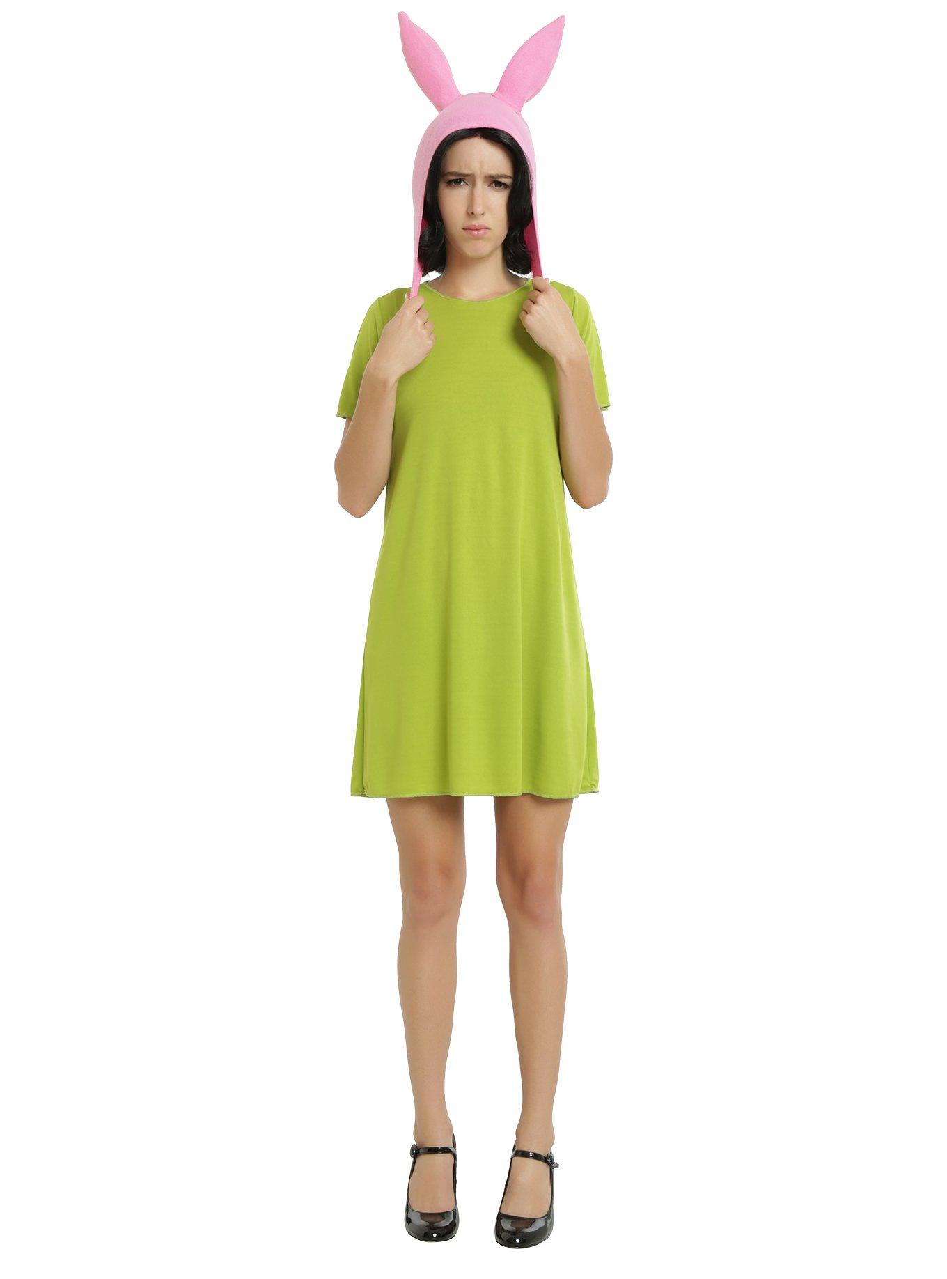 Bob's Burgers Louise Hat with Green Dress Costume Set (Large