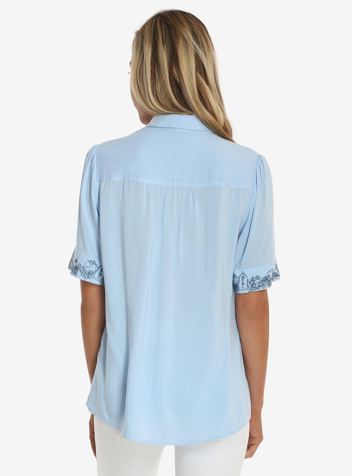 Disney Beauty And The Beast Rose Front Tie Womens Blouse, , alternate