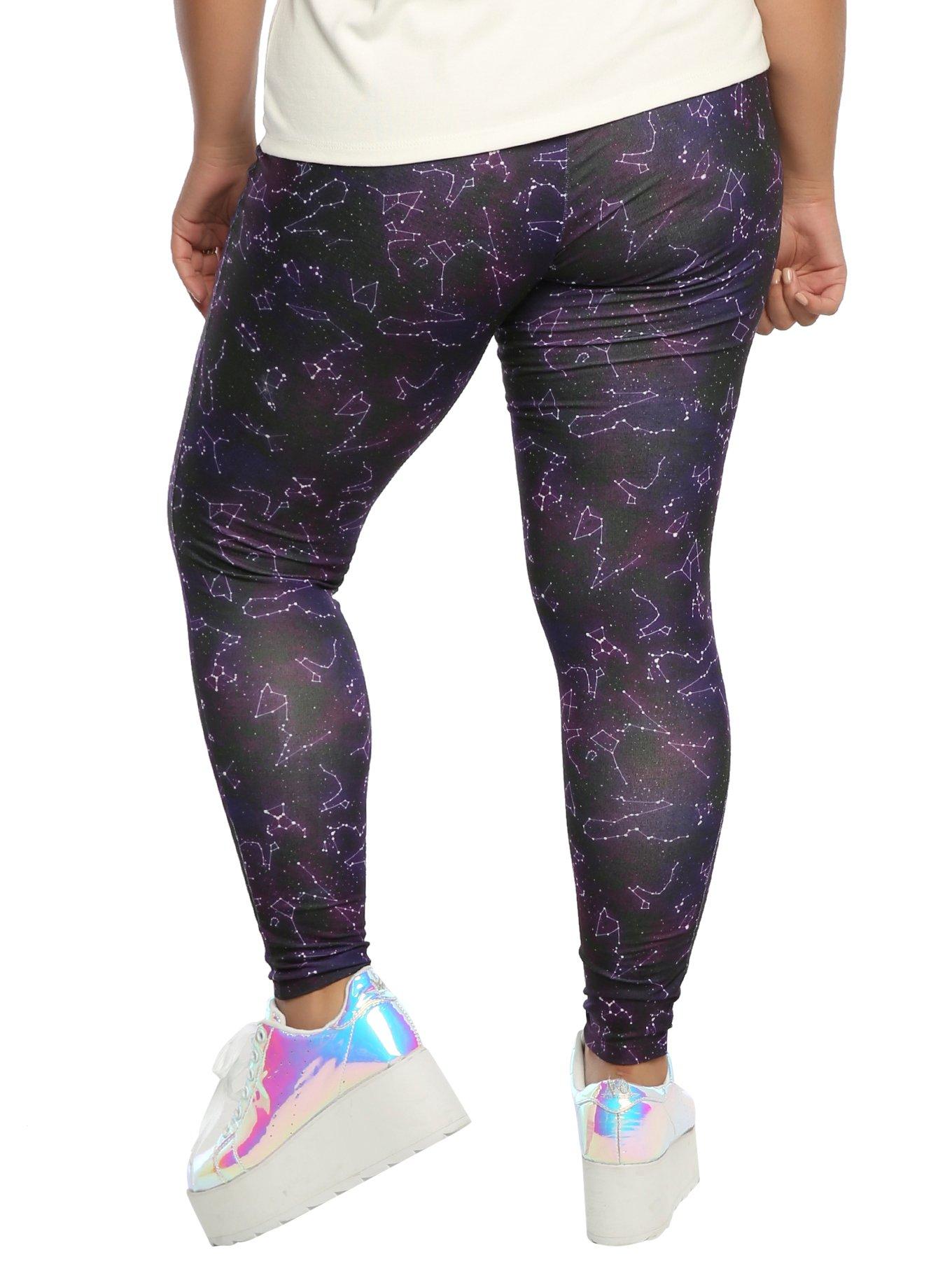 Blackheart Purple Constellation Leggings Plus Size, , alternate