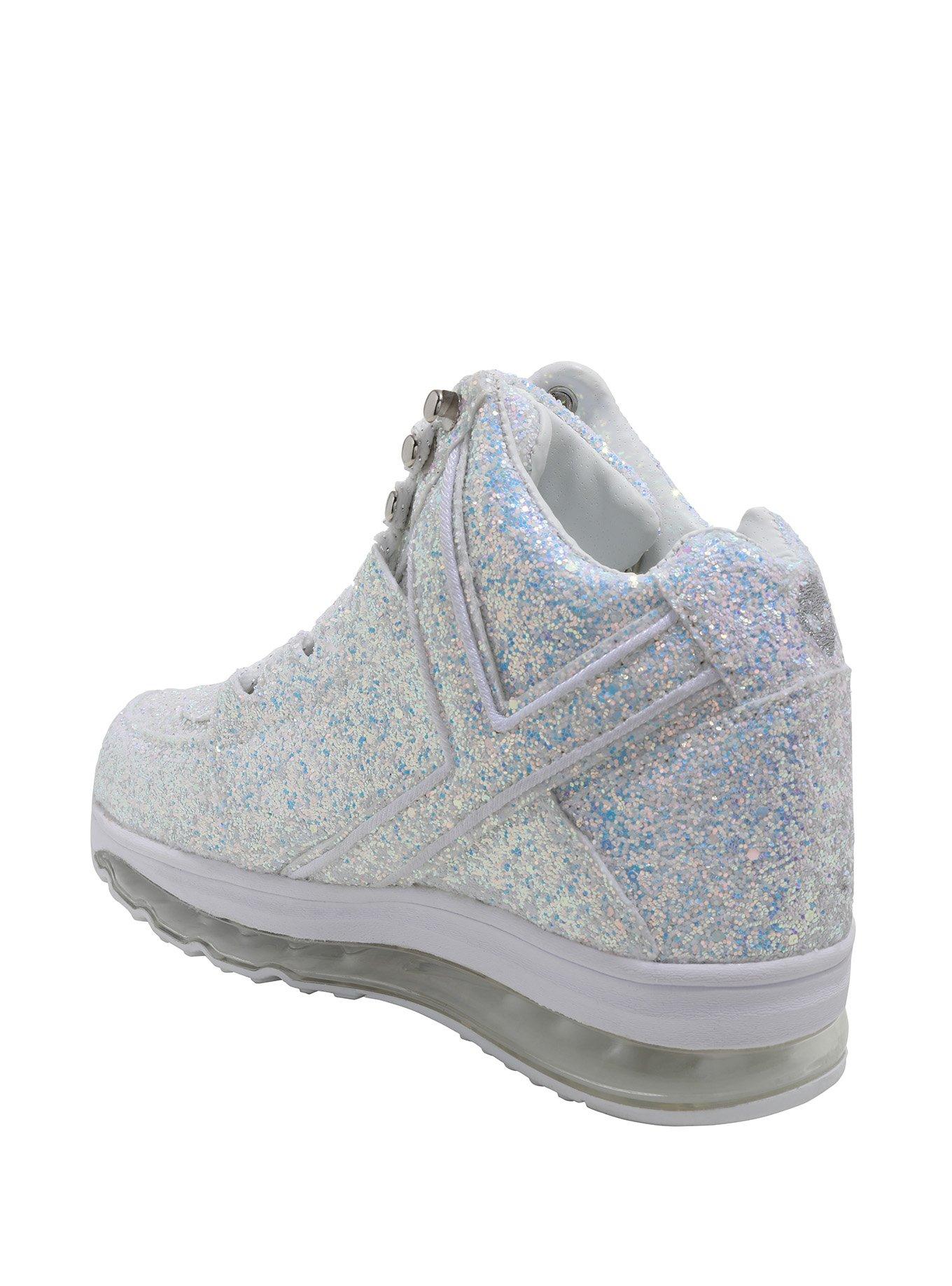 YRU Qozmo Aiire White Glitter Light-Up Hi-Top Sneakers, , alternate