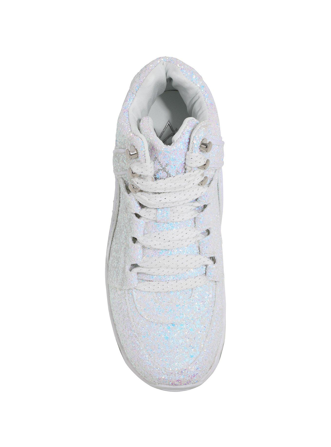 YRU Qozmo Aiire White Glitter Light-Up Hi-Top Sneakers, , alternate