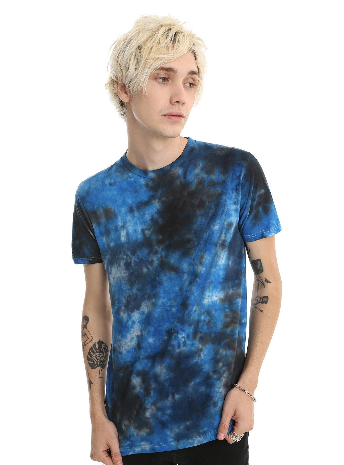 Black & Blue Tie Dye T-Shirt, , alternate