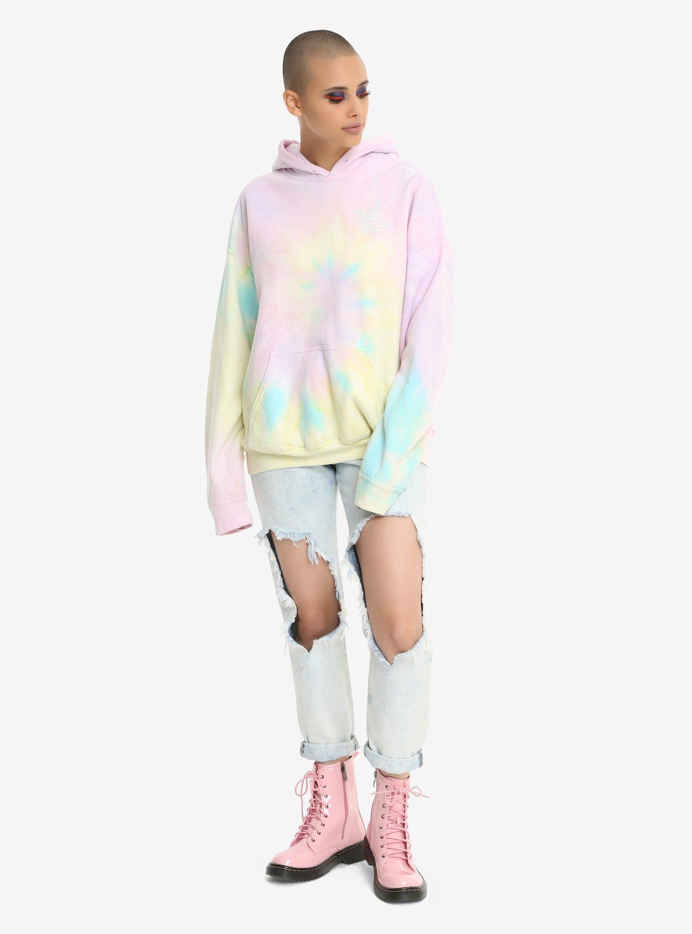 Holographic Foil Alien Tie Dye Girls Hoodie, , alternate