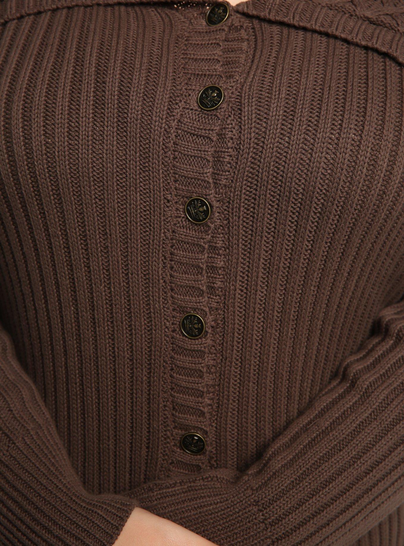Outlander Foldover Cable Knit Cardigan Plus Size, , alternate