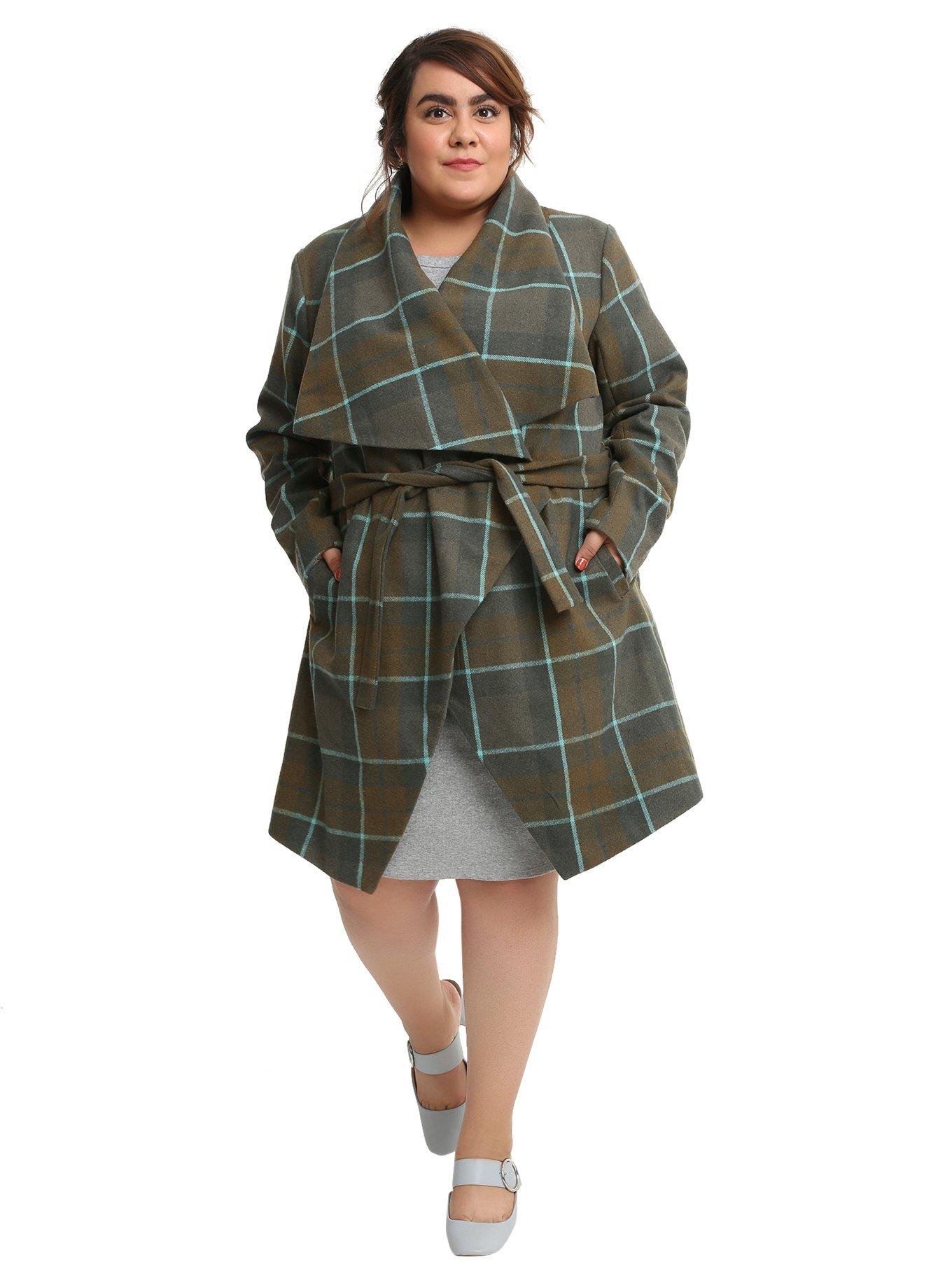 Outlander Belted Wrap Coat Plus Size, , alternate