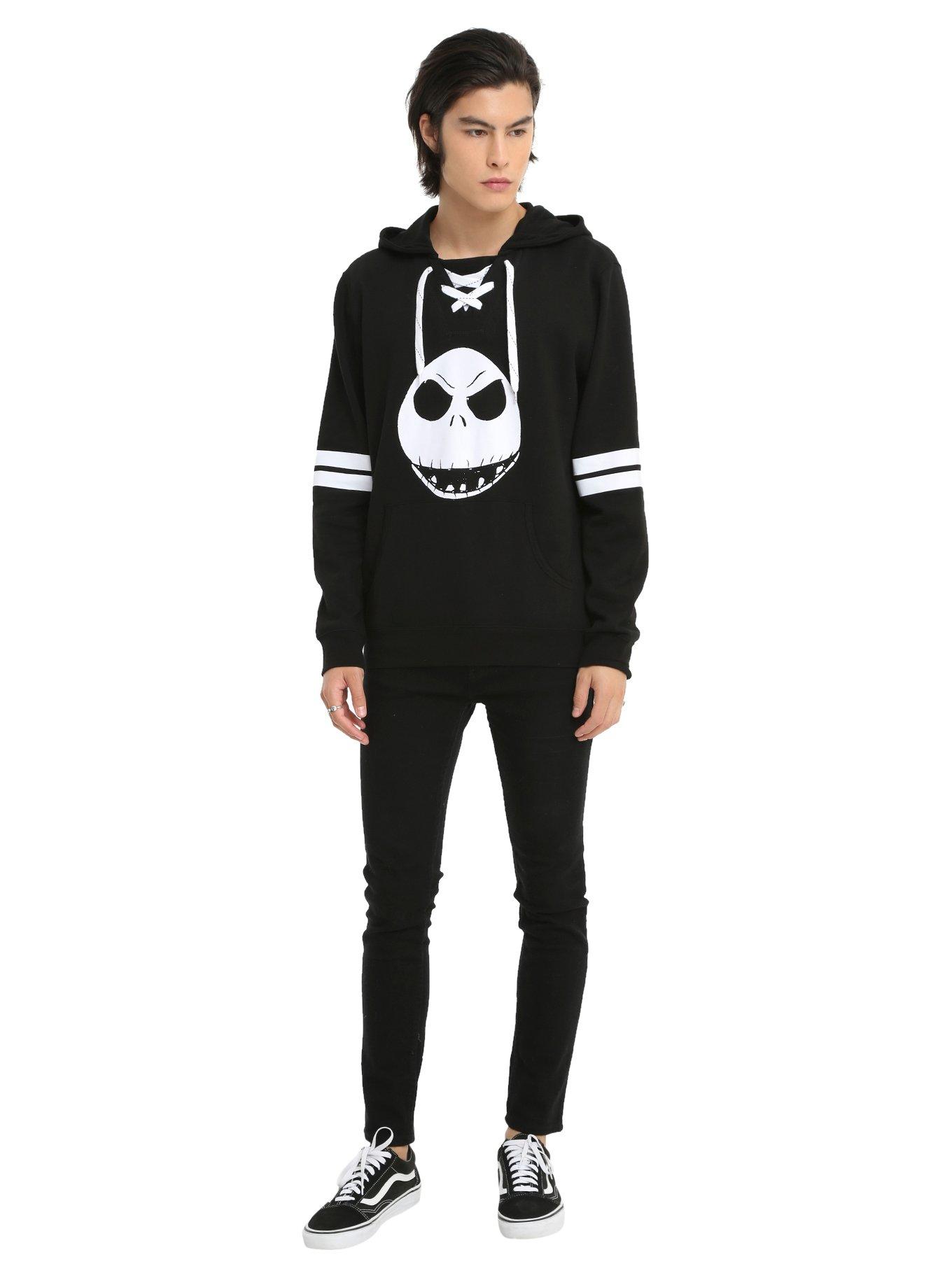 The Nightmare Before Christmas Jack Skellington Hockey Jersey Hoodie, BLACK, alternate