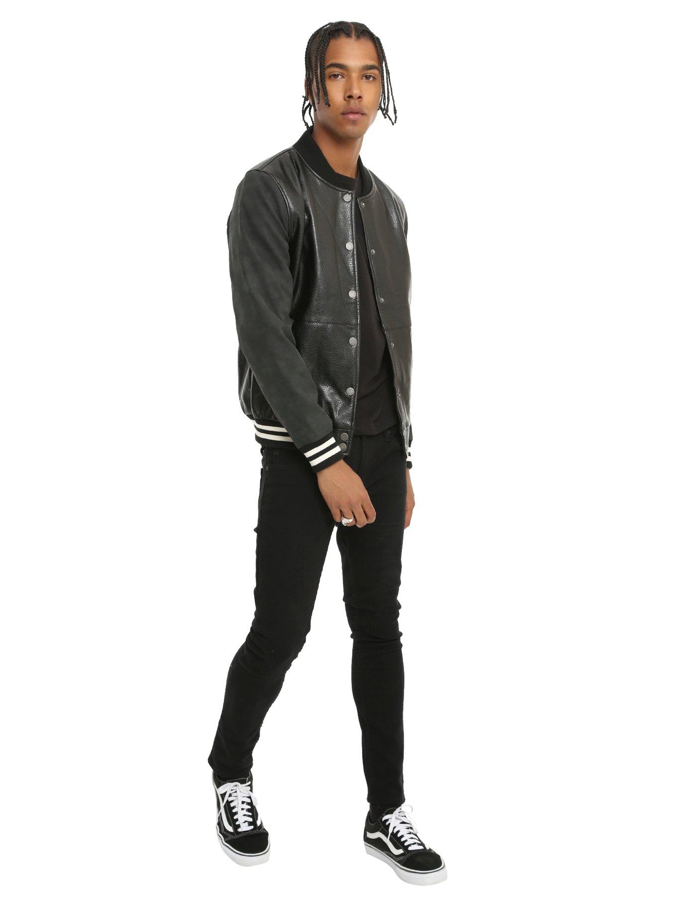 Black & White Faux Leather Jacket, , alternate