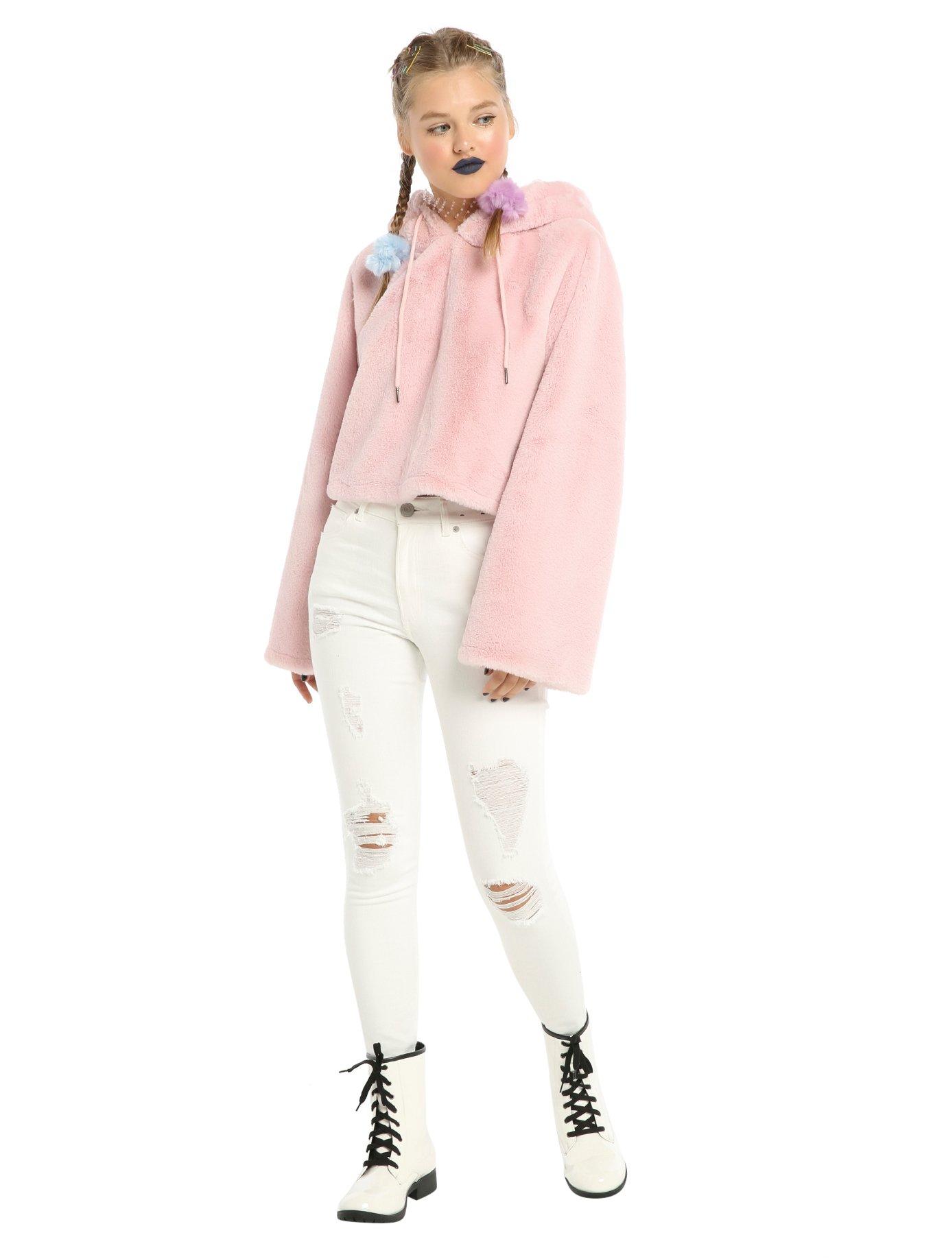 Pink Furry Girls Hoodie, , alternate