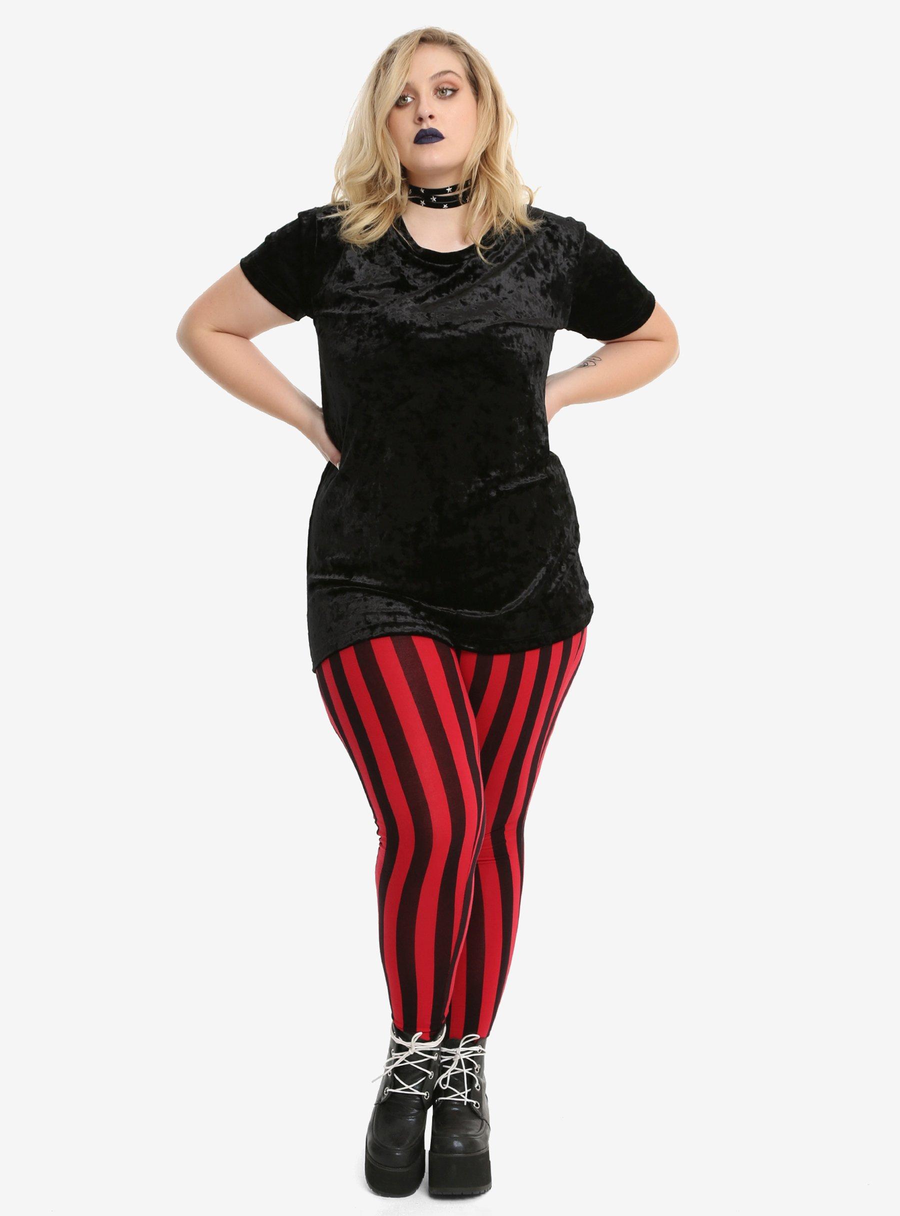 Black Crushed Velvet Girls Tunic T-Shirt Plus Size, , alternate