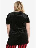 Black Crushed Velvet Girls Tunic T-Shirt Plus Size, , alternate
