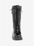 Double Buckle Shiny PU Tall Combat Boots, , alternate