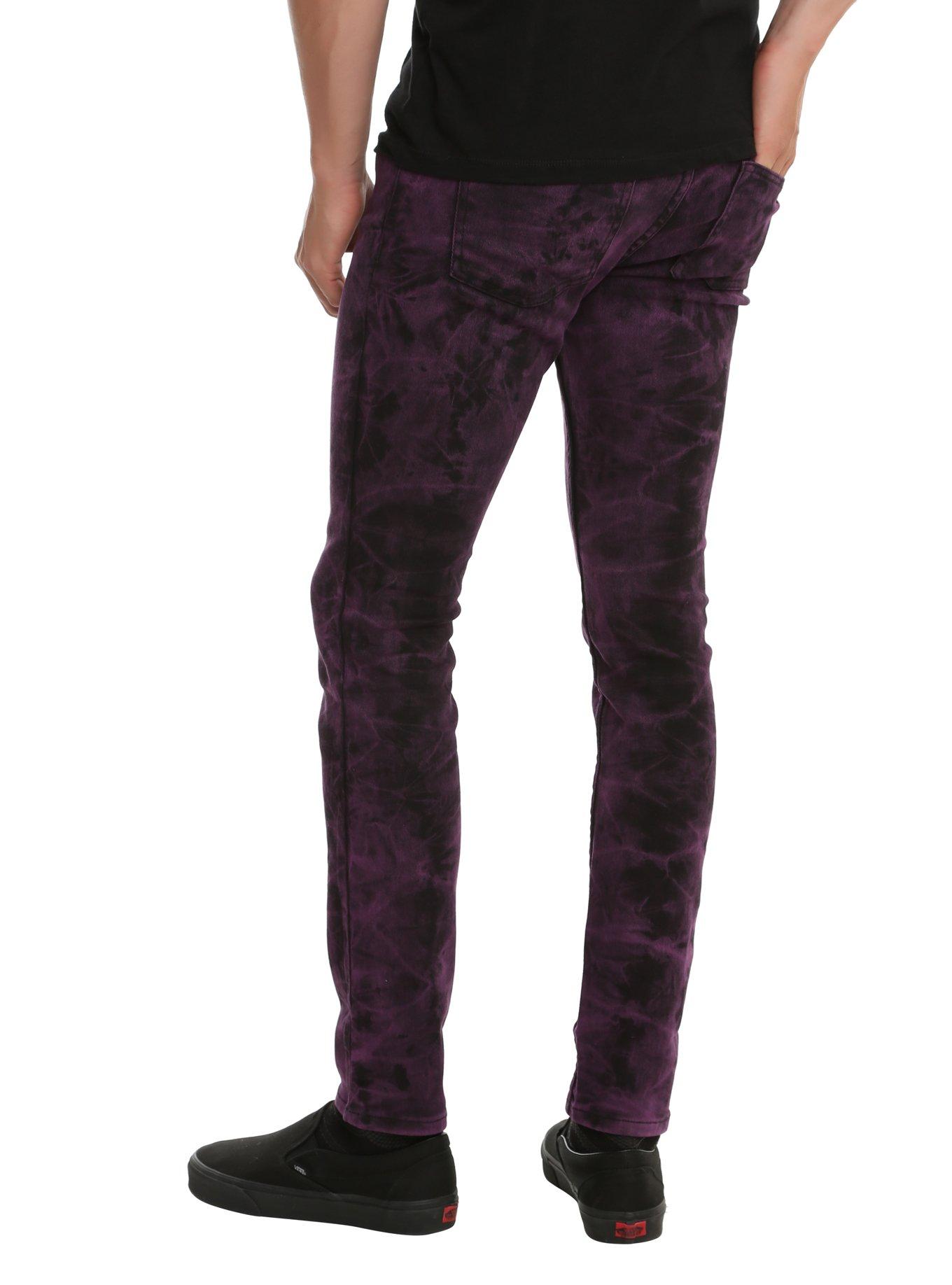 XXX RUDE 32 Inch Inseam Purple & Black Tie-Dye Super Skinny Jeans, , alternate