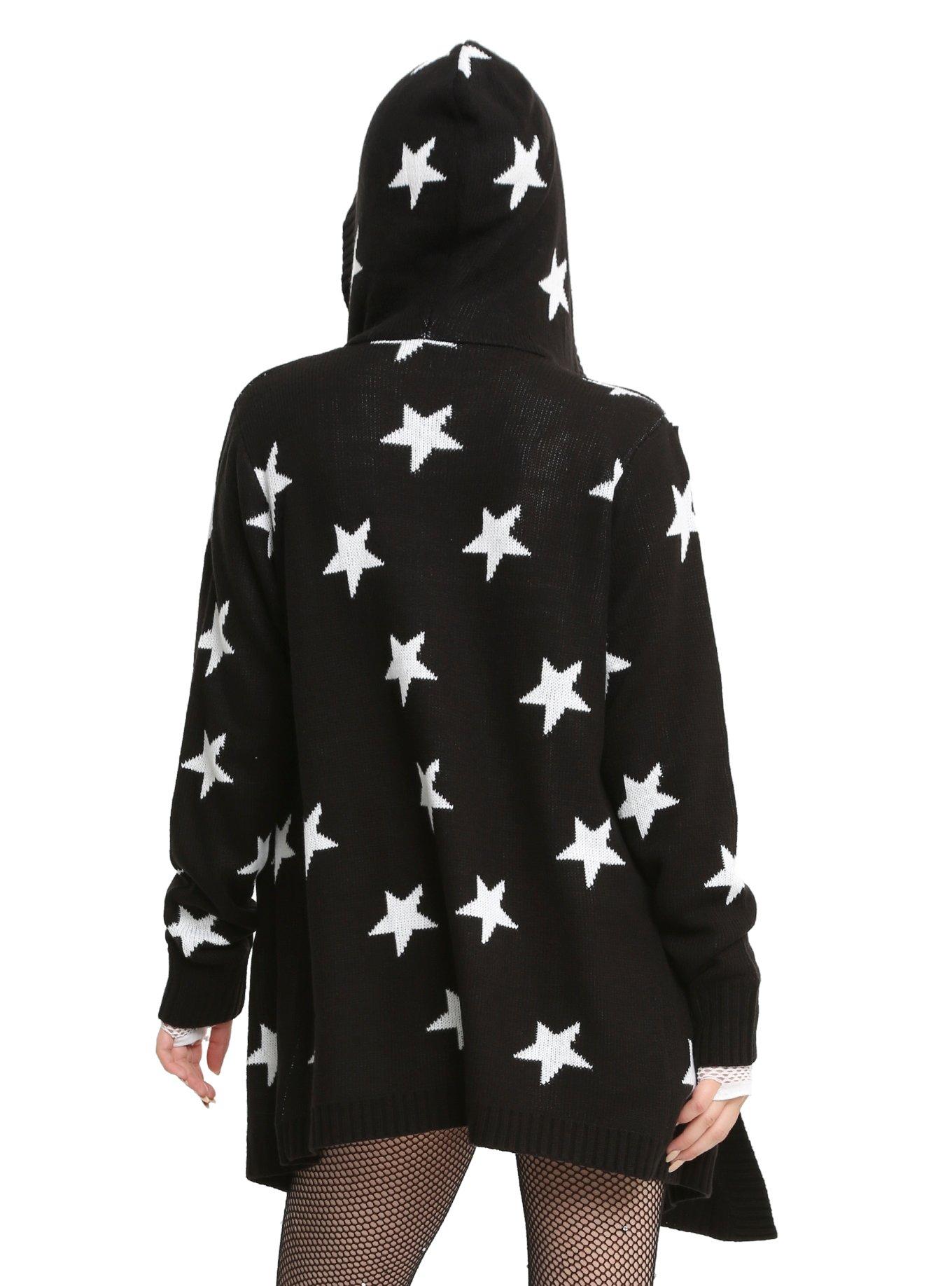 Black & White Star Girls Hooded Flyaway Cardigan, , alternate