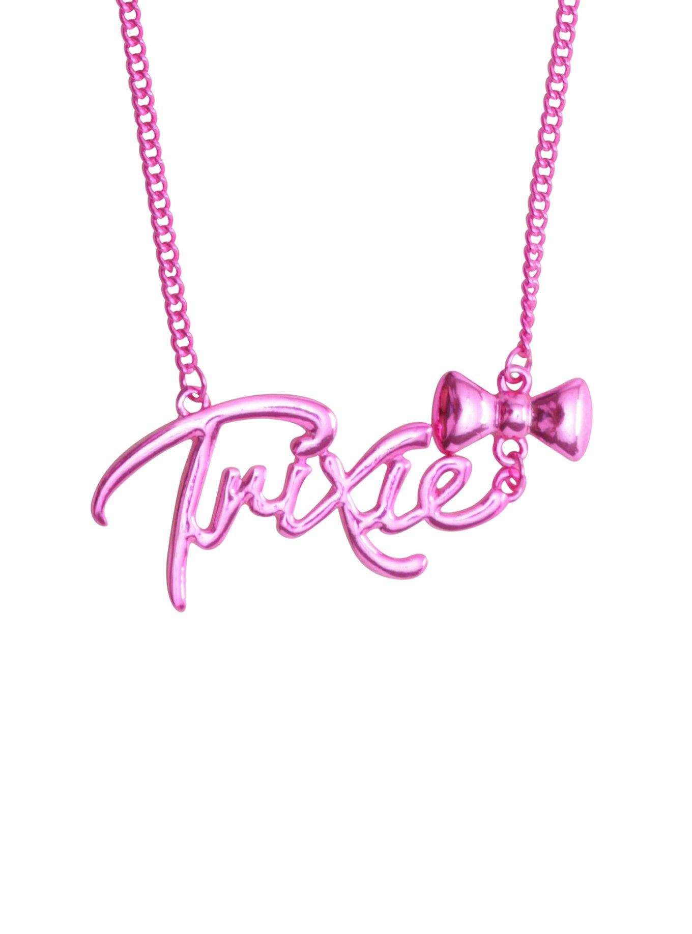 Trixie Mattel Script Bow Nameplate Necklace, , alternate