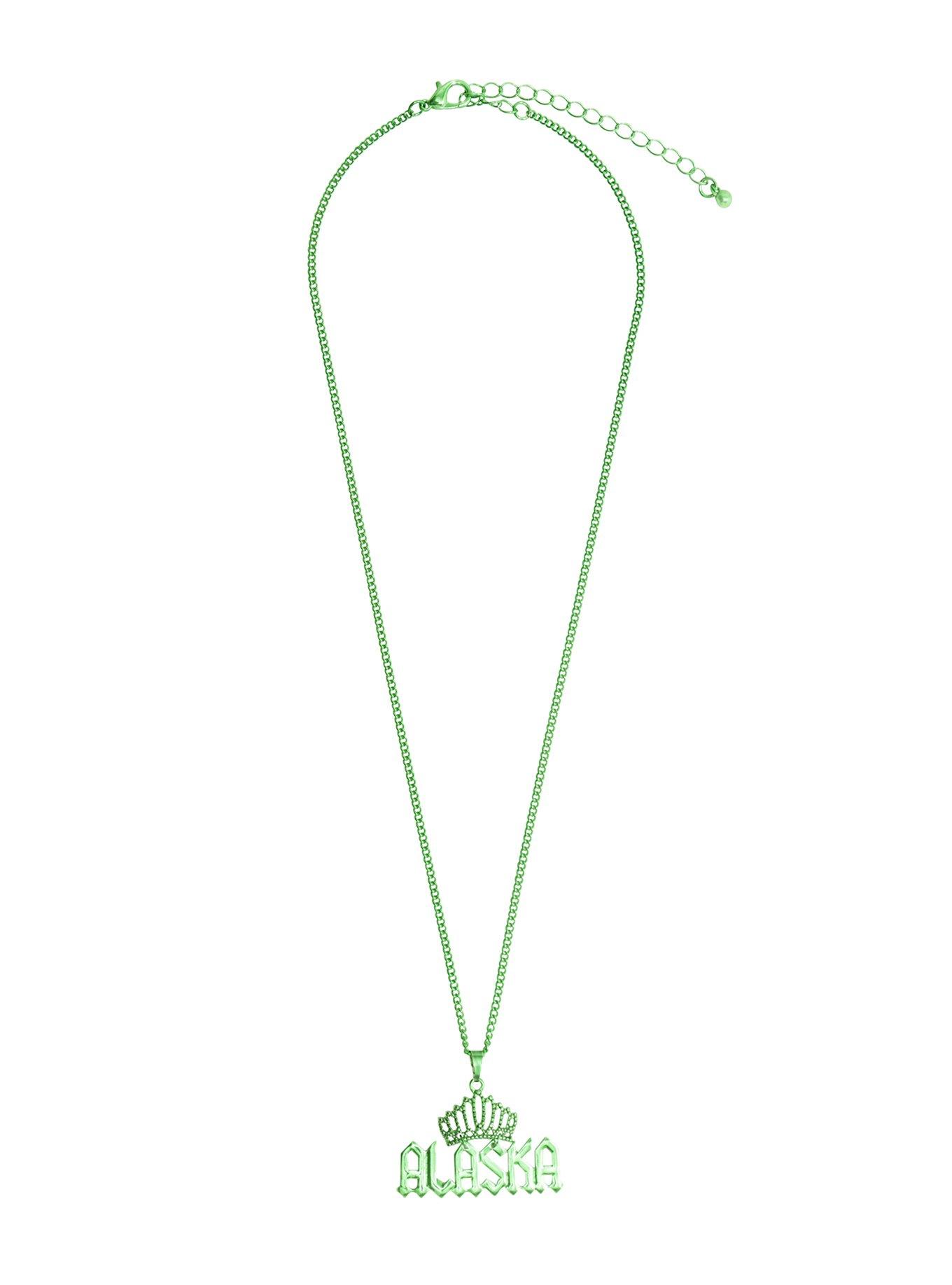 Drag Queen Merch Alaska Anodized Green Nameplate Necklace, , alternate