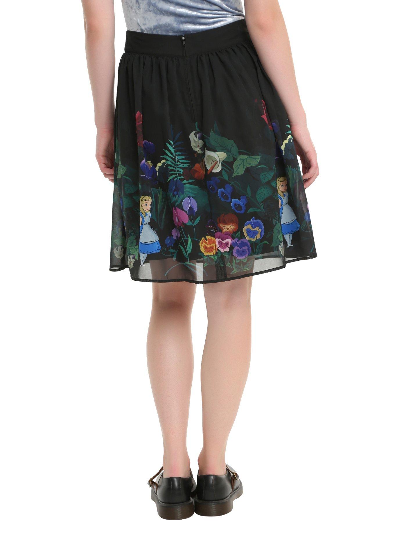 Disney Alice In Wonderland Flowers Border Print Chiffon Skirt, , alternate