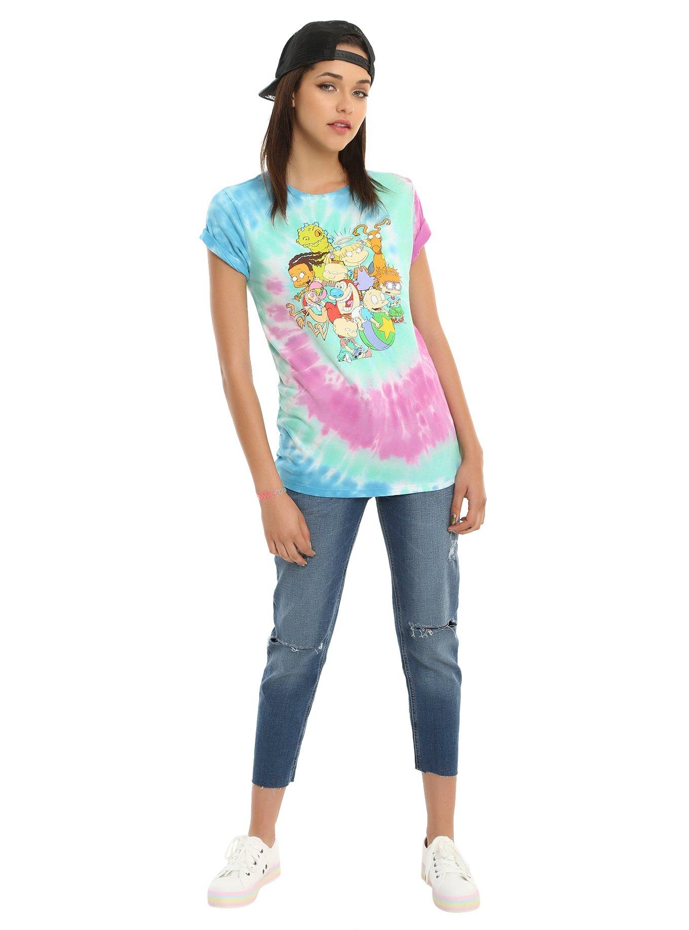 Nickelodeon Character Collage Tie Dye Girls T-Shirt, , alternate - view 2