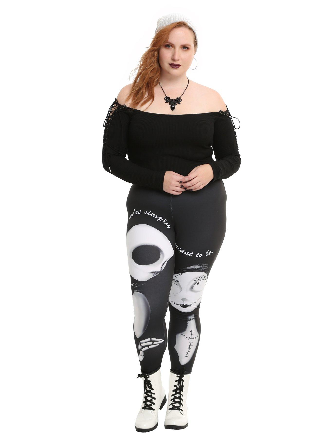 The Nightmare Before Christmas Jack & Sally Leggings Plus Size, , alternate