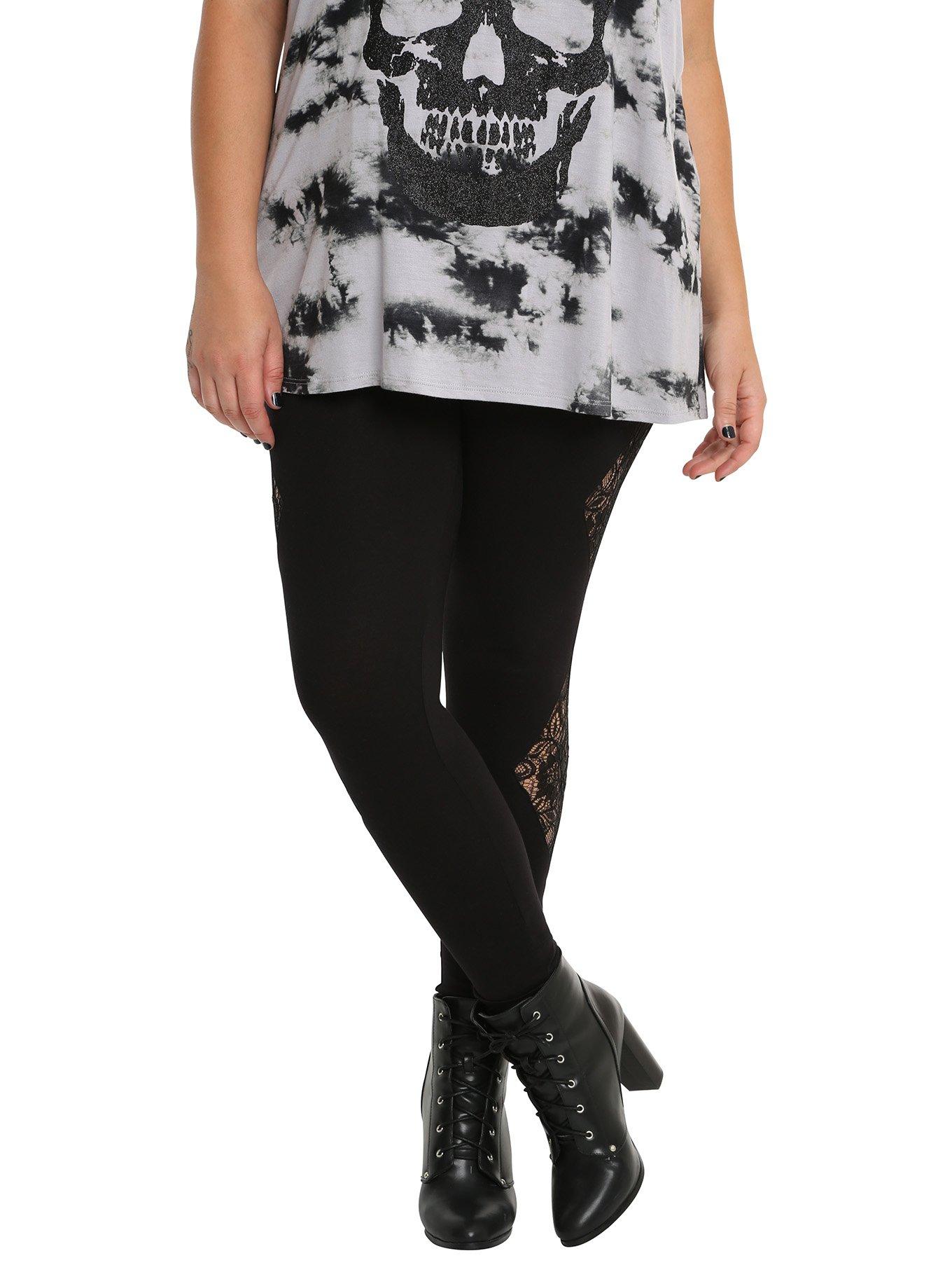 Blackheart Black Lace Leggings Plus Size, , alternate