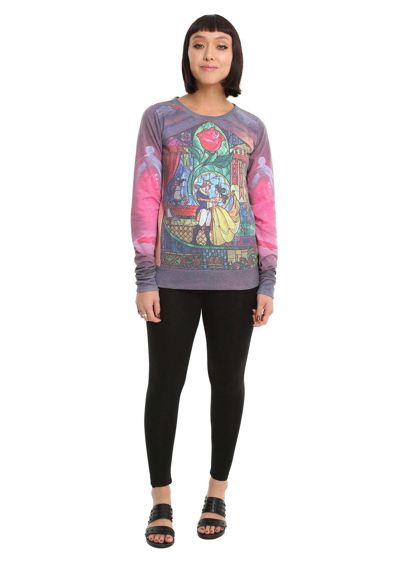Disney Beauty And The Beast Stained Glass Girls Pullover Top, , alternate