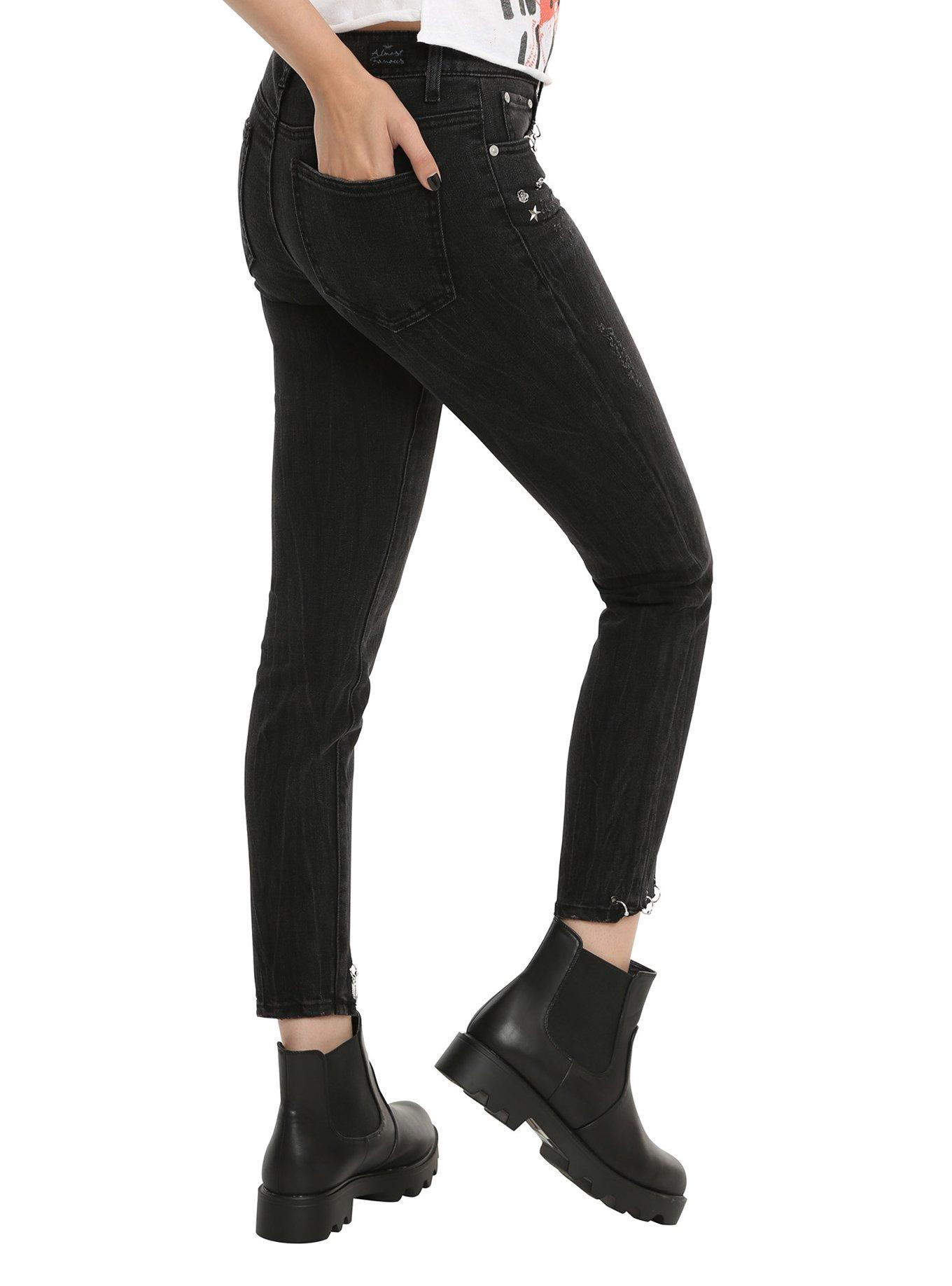 Almost Famous Black Pierced Skinny Jeans, , alternate