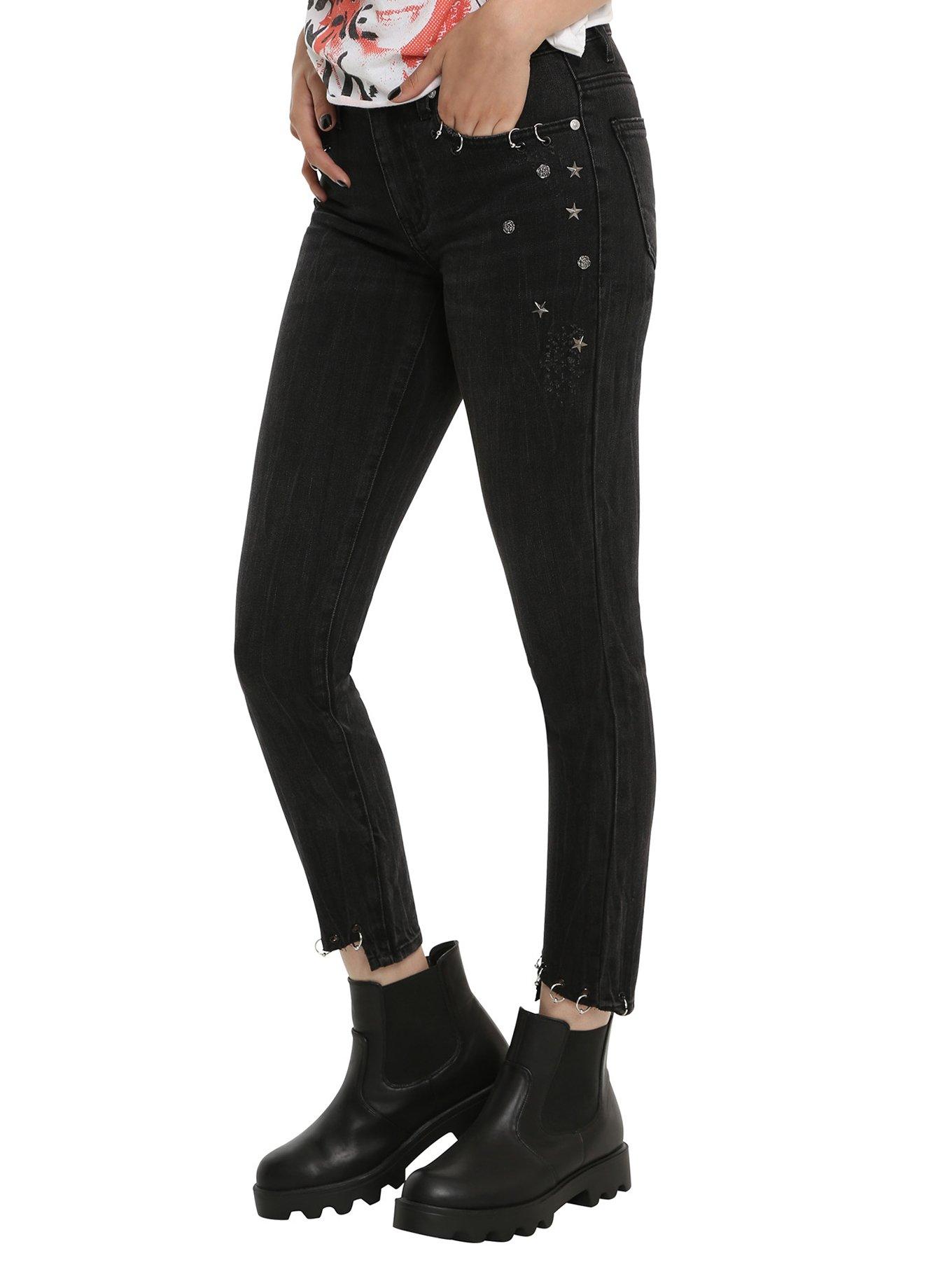 Almost Famous Black Pierced Skinny Jeans, , alternate