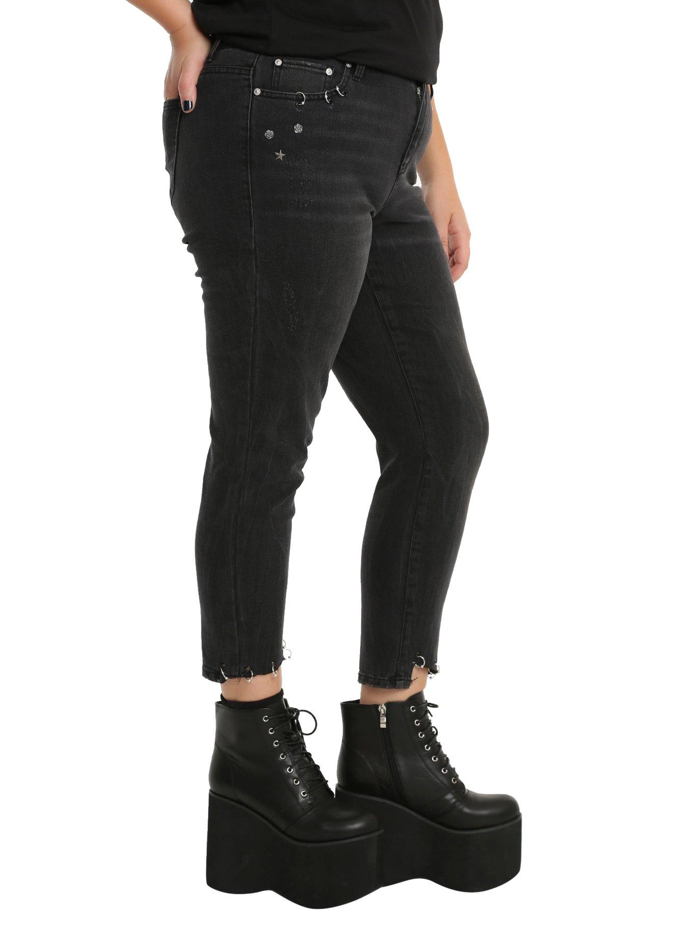 Almost Famous Black Pierced Skinny Jeans Plus Size, , alternate