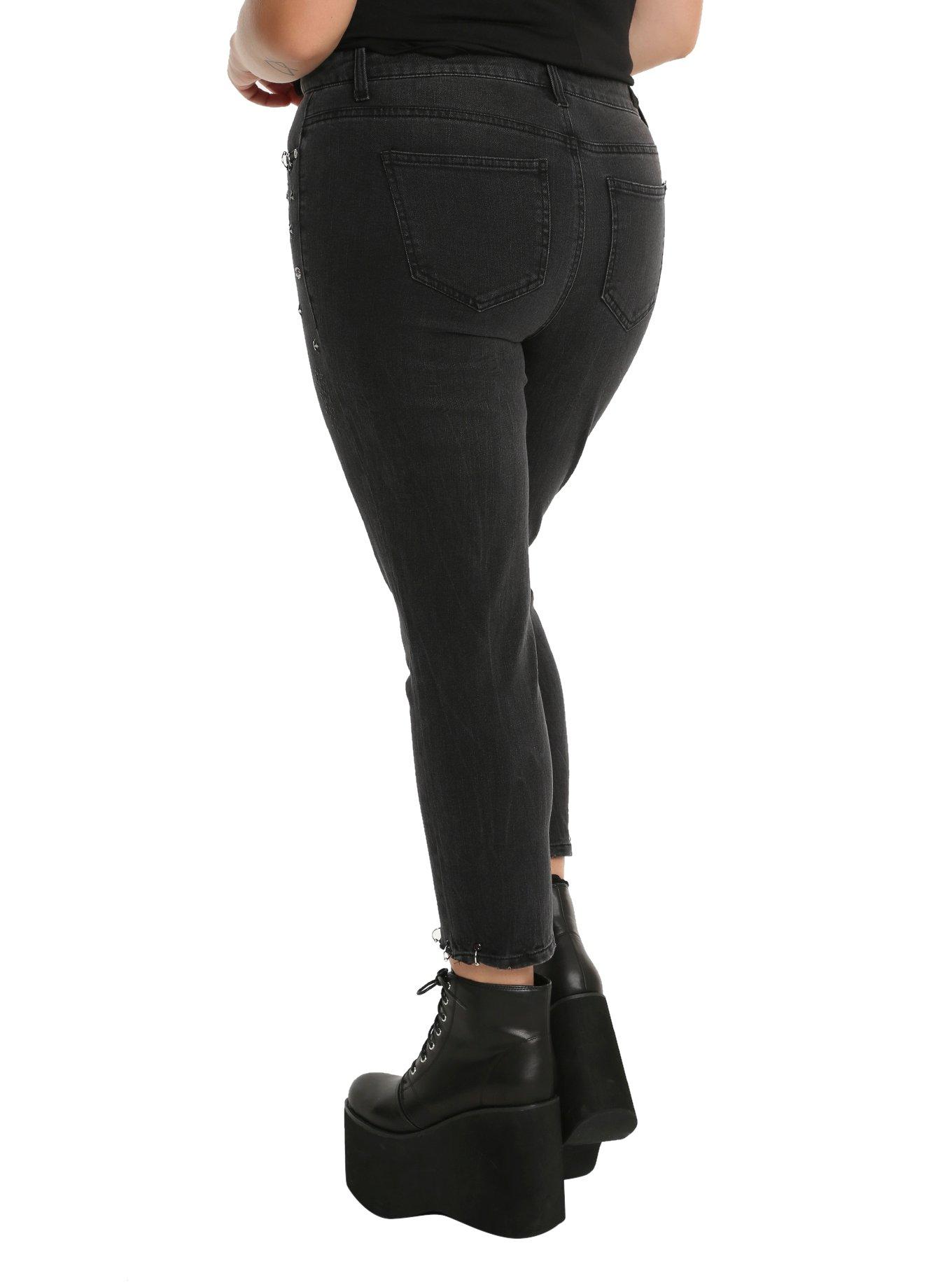 Almost Famous Black Pierced Skinny Jeans Plus Size, , alternate