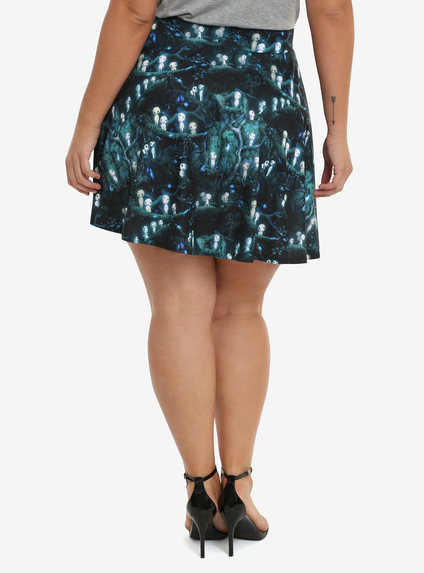 Studio Ghibli Princess Mononoke Kodama Skater Skirt Plus Size, , alternate
