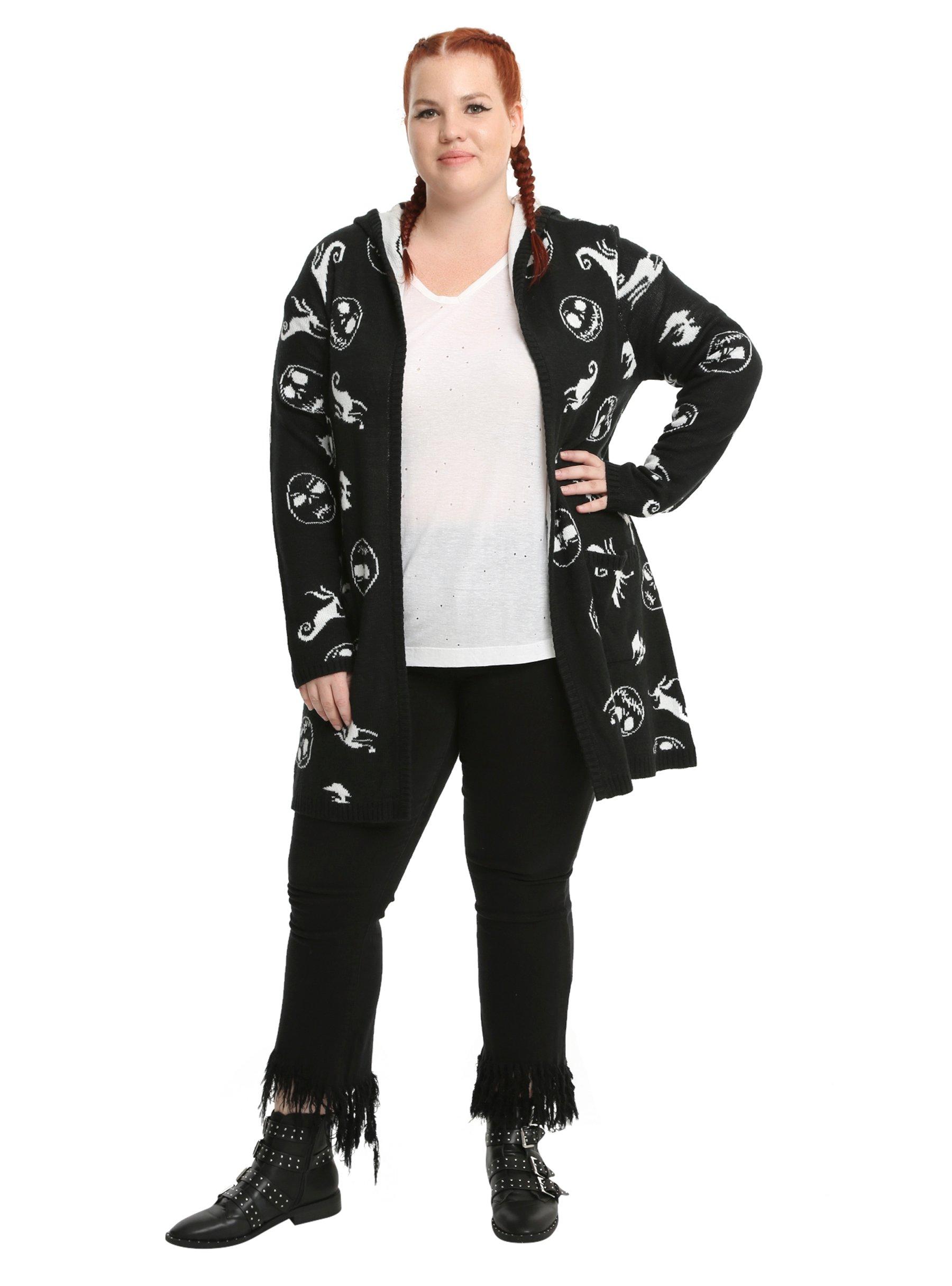 The Nightmare Before Christmas Jack & Zero Hooded Girls Flyaway Cardigan Plus Size, , alternate